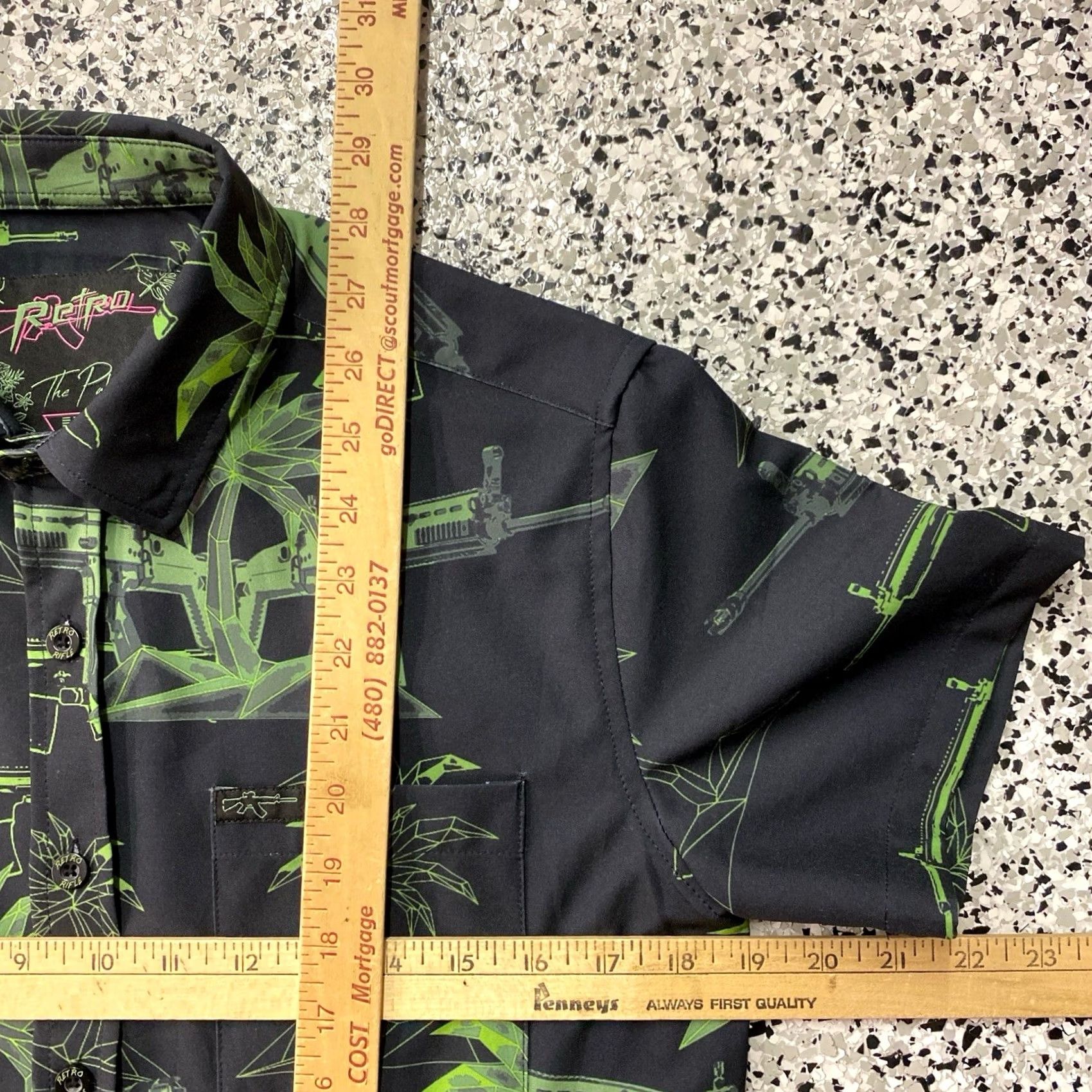 Vintage Retro Rifle Palm AOP Hawaiian Camp Button Up Stretch Shirt Men's XS Black Size US XS / EU 42 / 0 - 3 Thumbnail