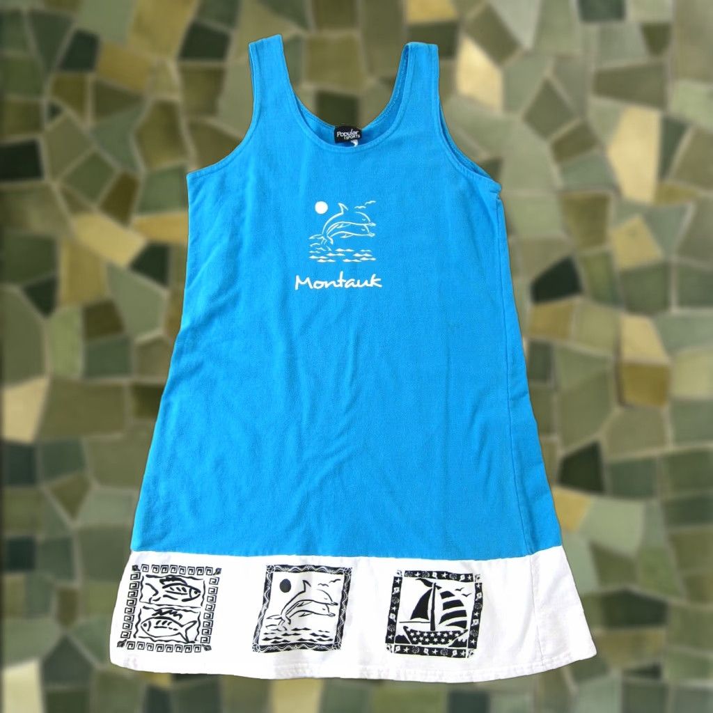 Vintage VINTAGE Popular Sports Montauk New York Blue Cotton Tunic Tank Dress M Womens Size M / US 6-8 / IT 42-44 - 1 Thumbnail