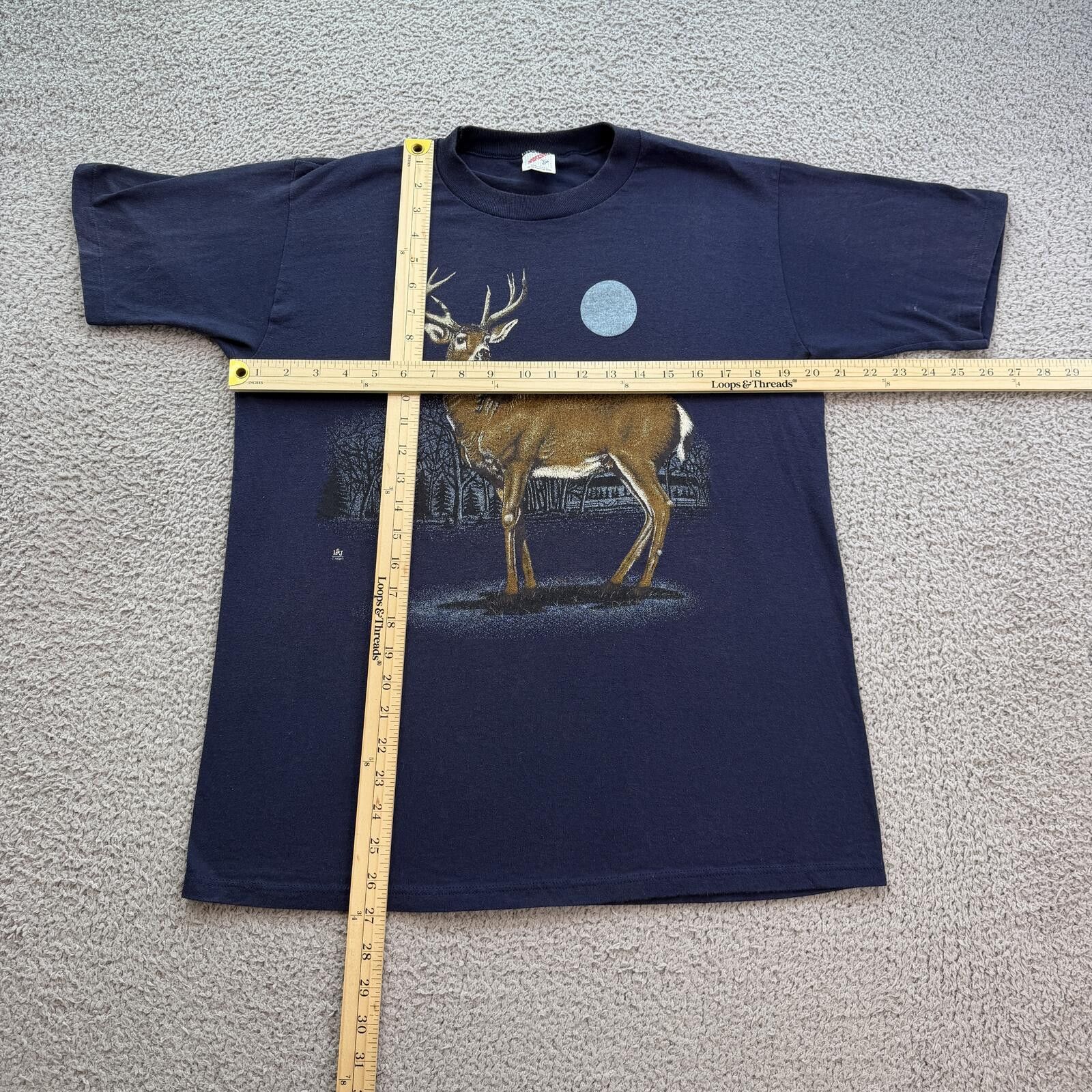 Anvil Vintage 90s Deer Wildlife T Shirt Nature Outdoors Graphic Size US L / EU 52-54 / 3 - 4 Thumbnail