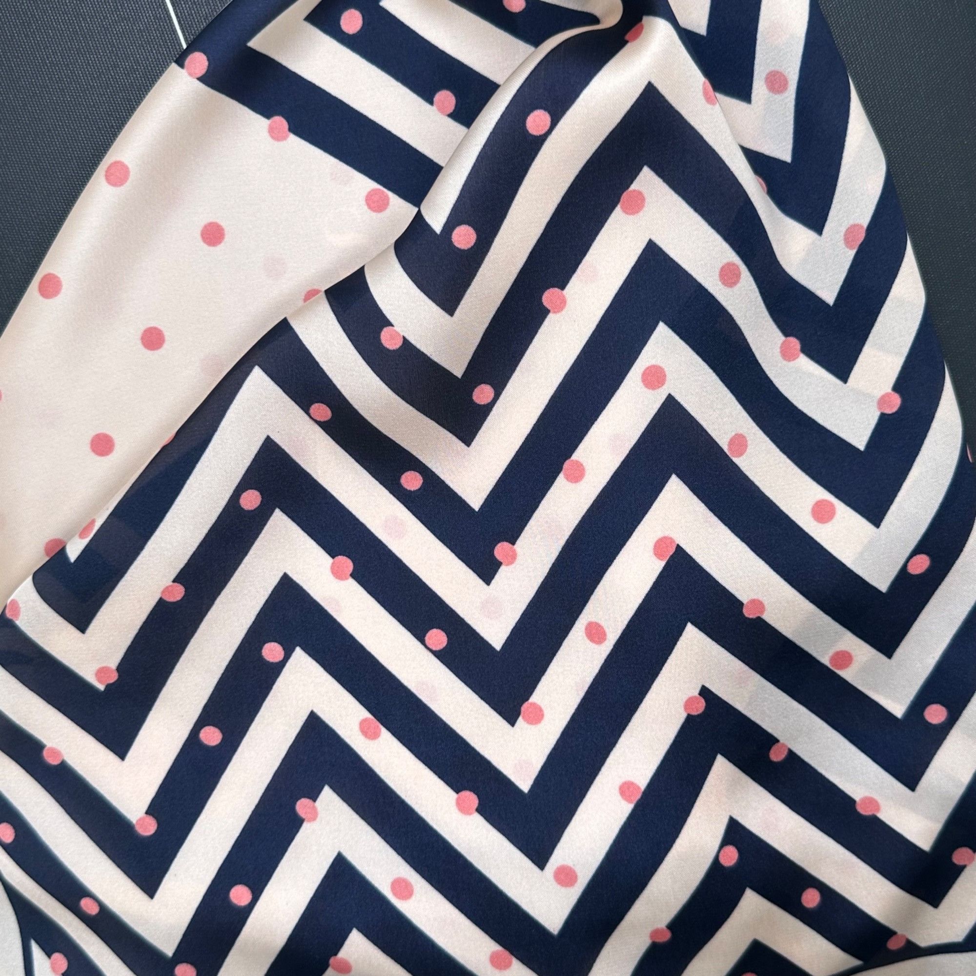 Other ⭐New Elegant Silky Satin Scarf Handkerchief blue Beige lines Size ONE SIZE - 4 Thumbnail