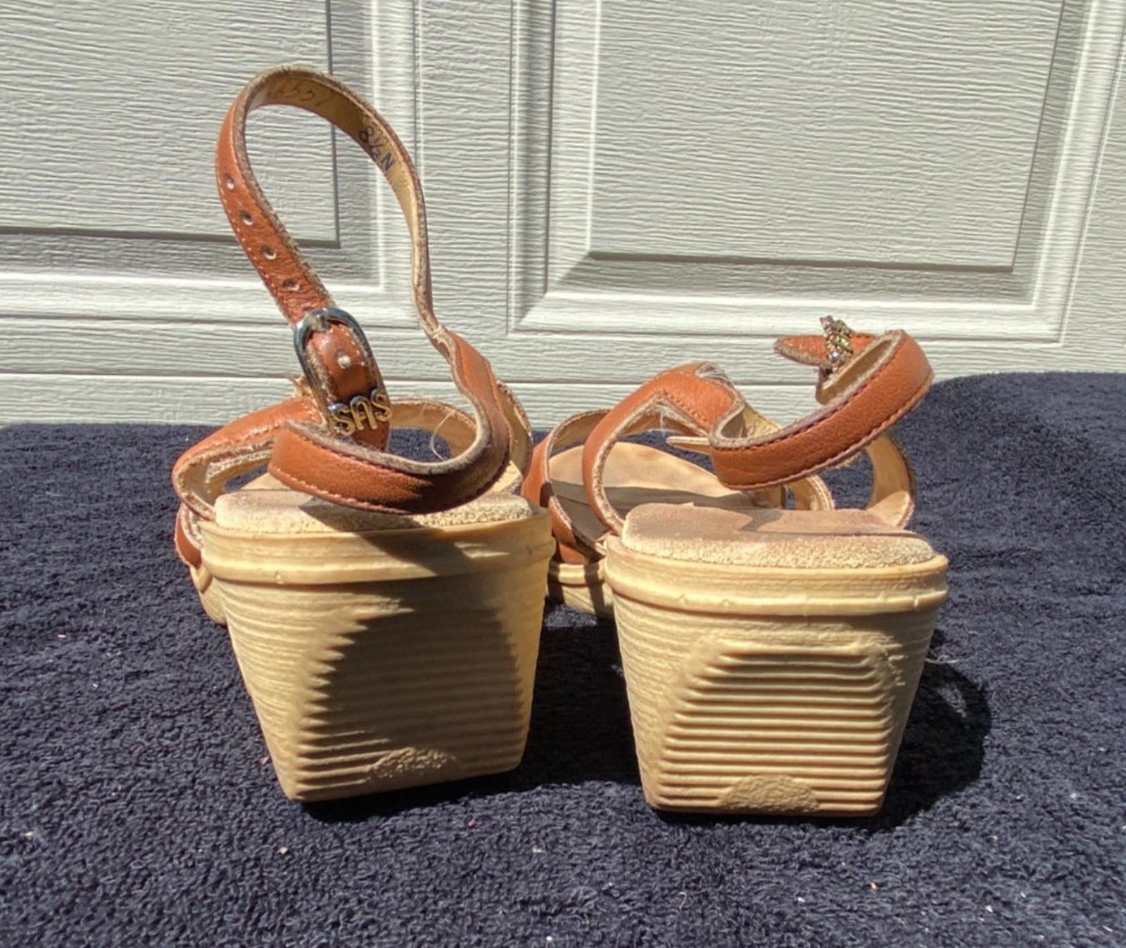 Sasquatchfabrix SAS Women’s Size 8.5N Brown Leather Ankle Strap Sandals-S604 Size US 8.5 / IT 38.5 - 4 Thumbnail