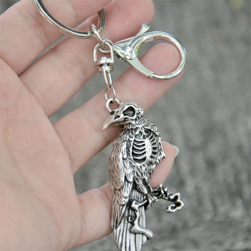 Vintage Retro Gothic Bird Skull Keychain Size ONE SIZE - 2 Thumbnail