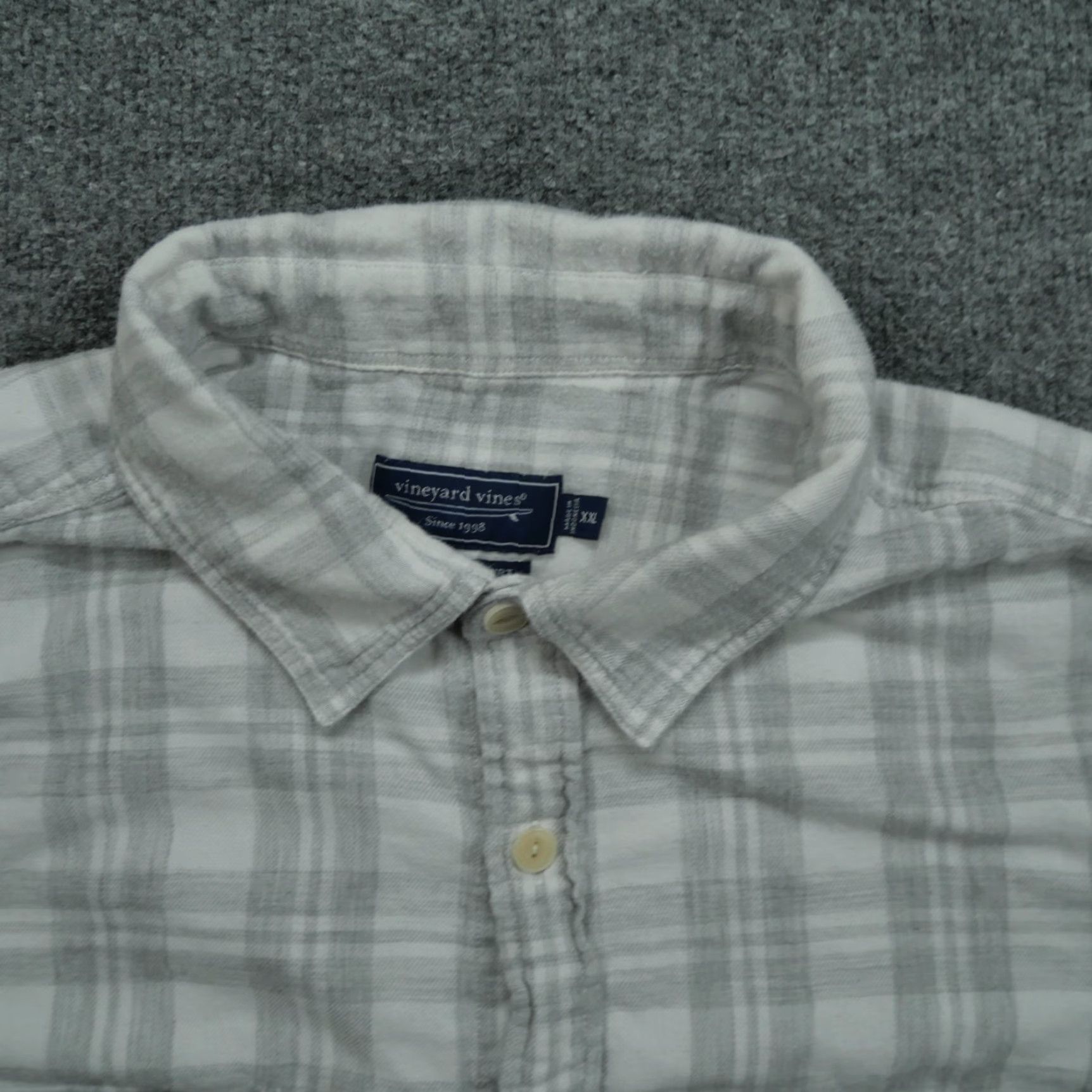 Vineyard Vines Vineyard Vines Shirt Mens 2XL Gray White Plaid Button Classic Fit Knit Cotton Long Sleeve Button-Down Collar Vintage Preppy Casual Size US XXL / EU 58 / 5 - 4 Thumbnail