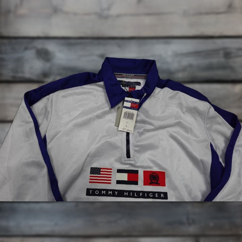 Tommy Hilfiger Tommy Hilfiger Jersey Pullover Mens Large White Zipper Lightweight Knit Classic Sweater Size US L / EU 52-54 / 3 - 1 Thumbnail