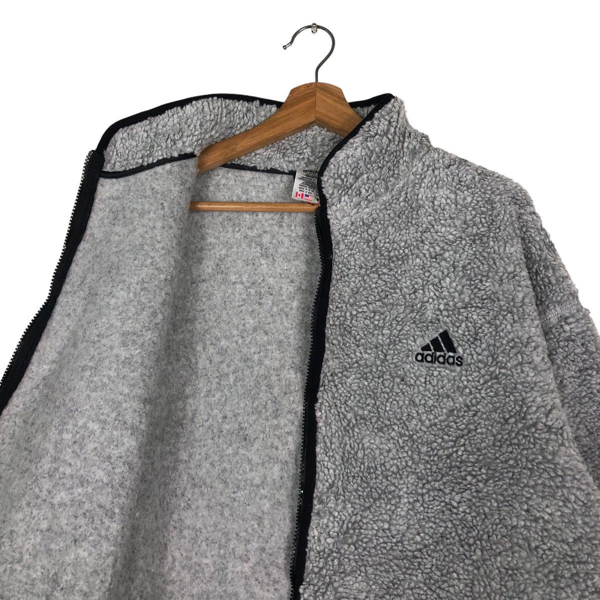 Adidas 🔥Vintage Dip Pile Fleece Zipper Jacket Adidas Size US L / EU 52-54 / 3 - 12 Thumbnail
