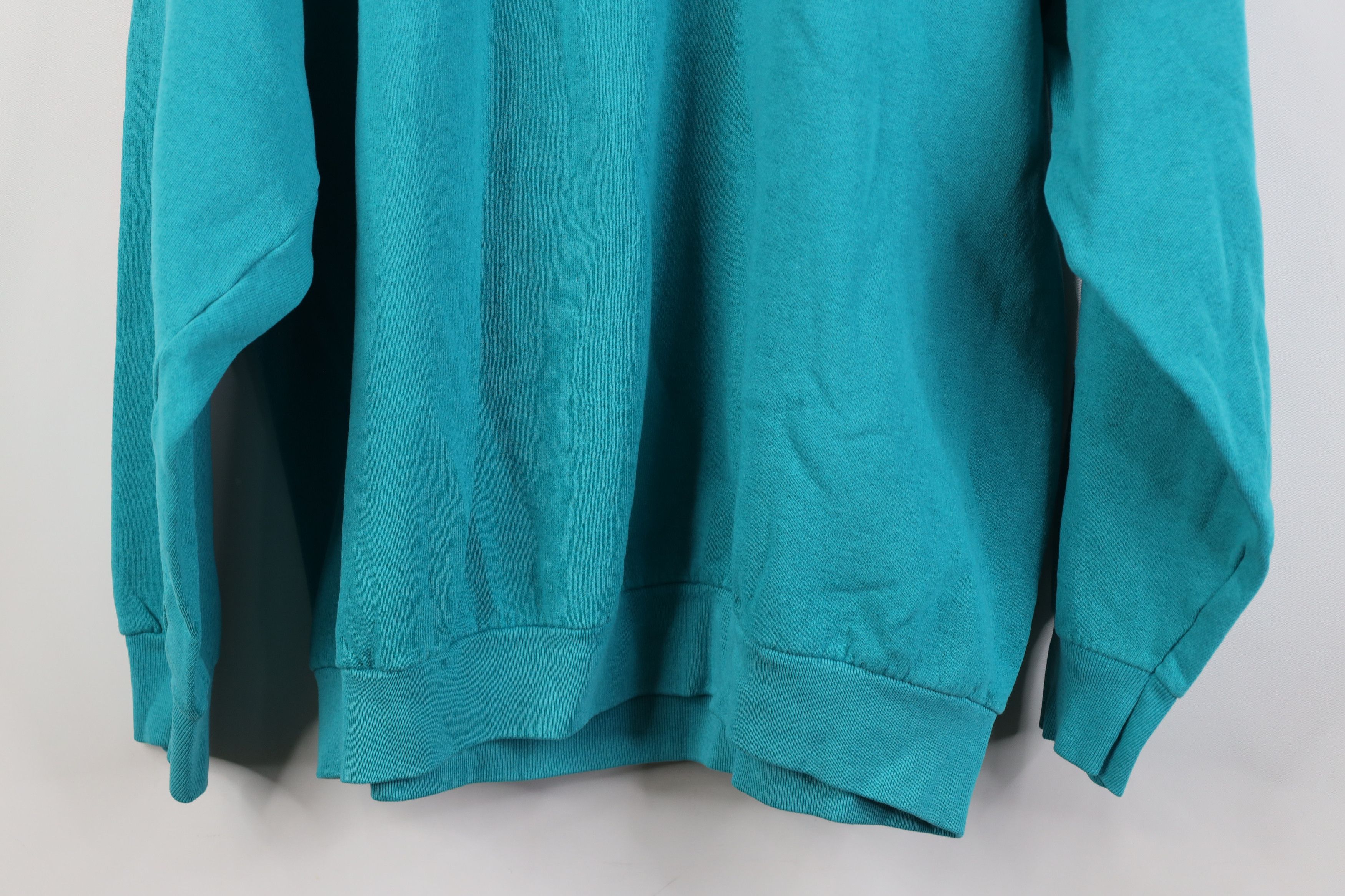 Vintage Vintage 90s Streetwear Blank Crewneck Sweatshirt Teal USA Size US XL / EU 56 / 4 - 11 Thumbnail