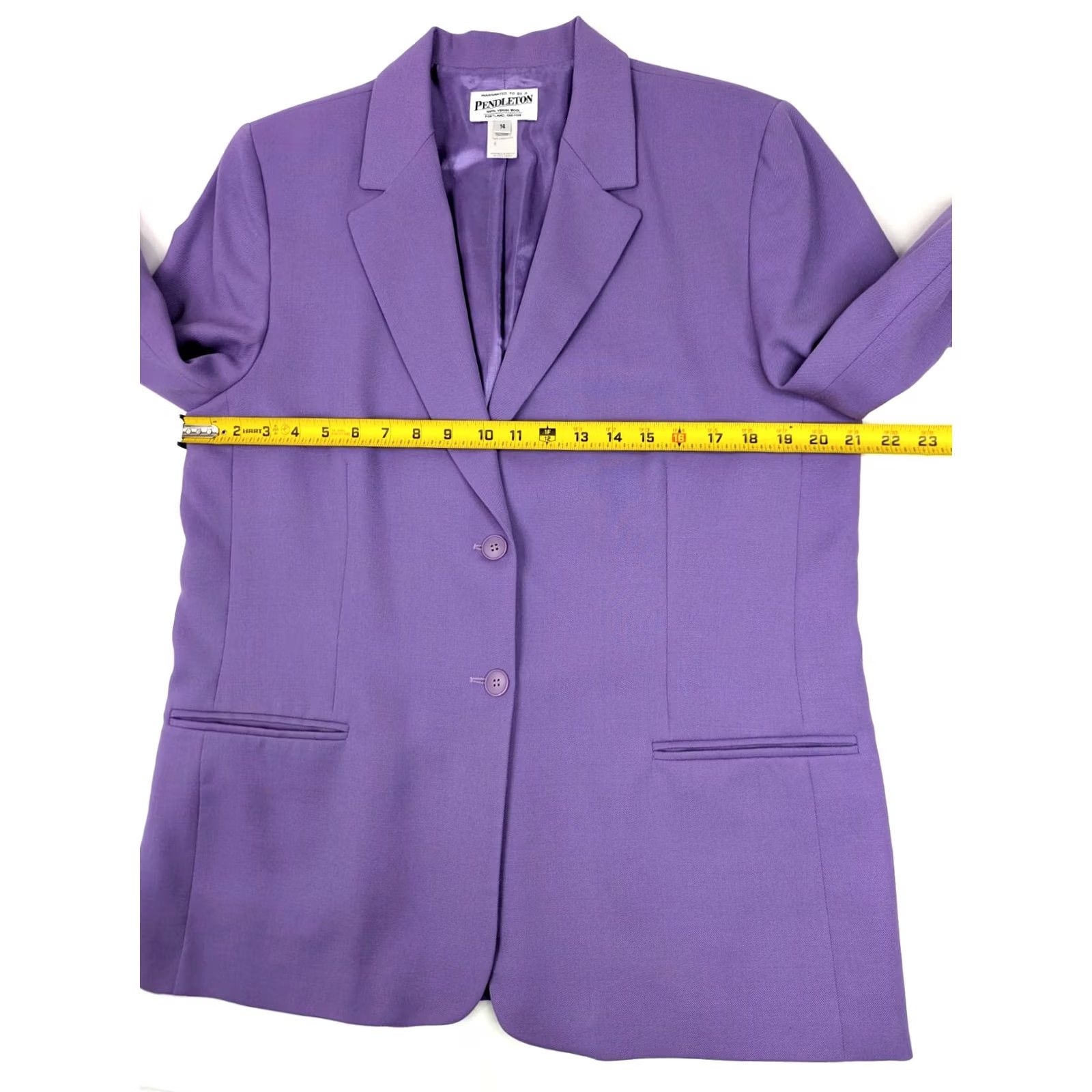 Pendleton VINTAGE Pendleton Blazer Coat Women 14 Wool Purple 42 Chest Notch Lined Wool 100% Satin Lined Business Regular Vintage Womens Blazer Size XL / US 12-14 / IT 48-50 - 7 Thumbnail