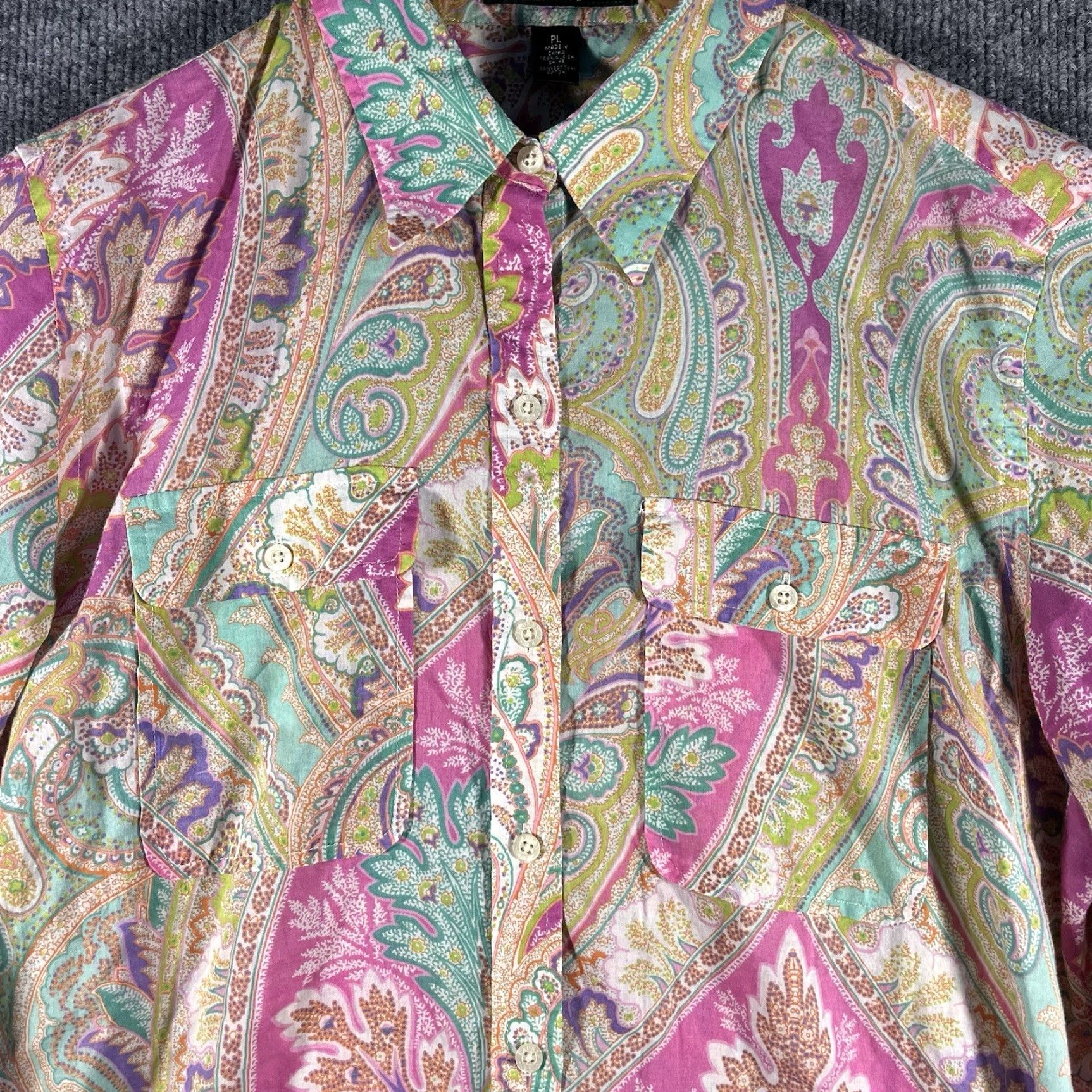 Ralph Lauren Lauren Ralph Lauren LRL Button-Up Shirt PL Pink Paisley RARE Womens Size L / US 10 / IT 46 - 2 Thumbnail