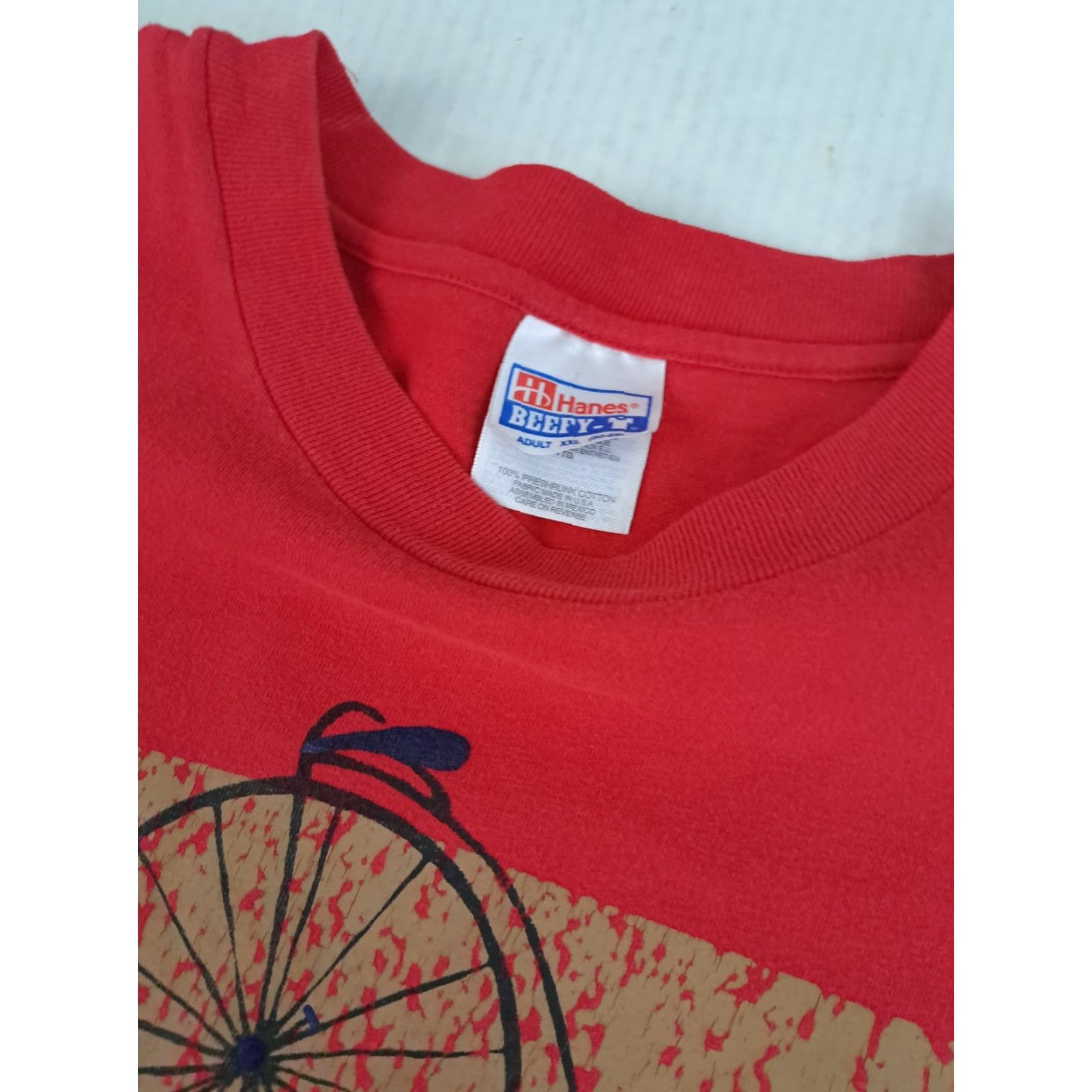 Hanes VINTAGE Hanes T-Shirt Shirt Women 2XL Red Short Sleeve Crew Neck Cotton Canvas Bicycle Flowers Pot Print Vintage 2XL Women Hanes T-Shirt Size XXL / US 16-18 / IT 52-54 - 4 Thumbnail