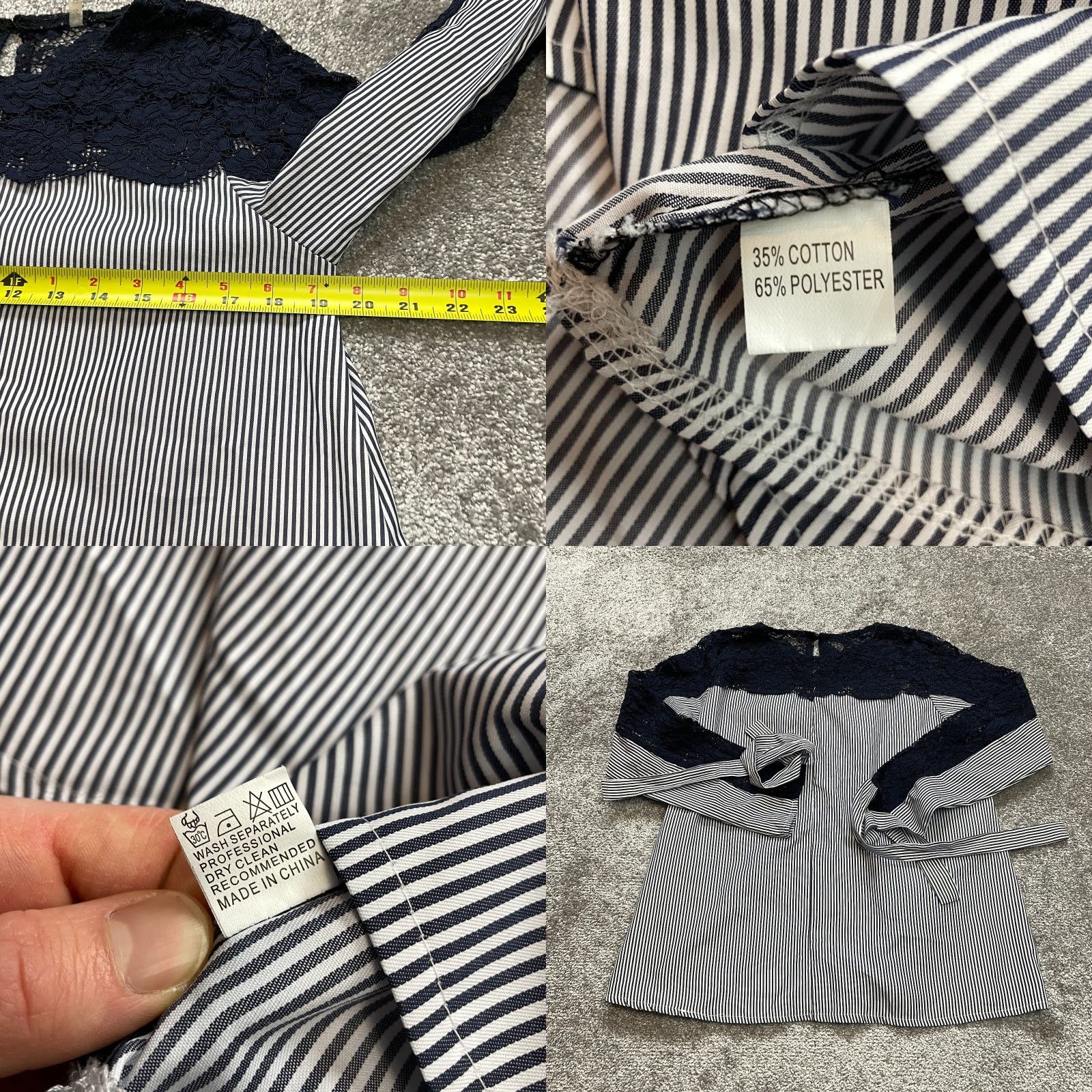 Vintage Unbranded Blouse Top Womens L White Blue Striped Lace Tie Cuffs Long Sleeve Shirt Ladies Blue Striped Lace Tie Cuffs Long Sleeve Size L / US 10 / IT 46 - 8 Thumbnail