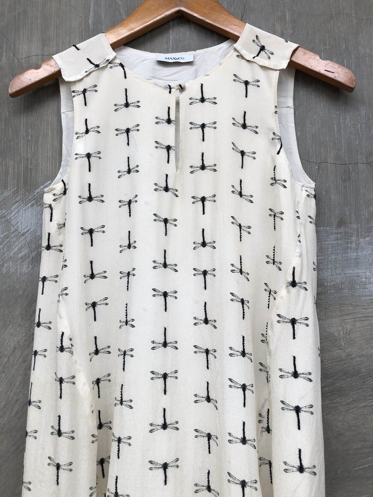 MAX&Co. MAX&Co Dragonfly Pattern Women White Midi Dress Size XS / US 0-2 / IT 36-38 - 5 Thumbnail