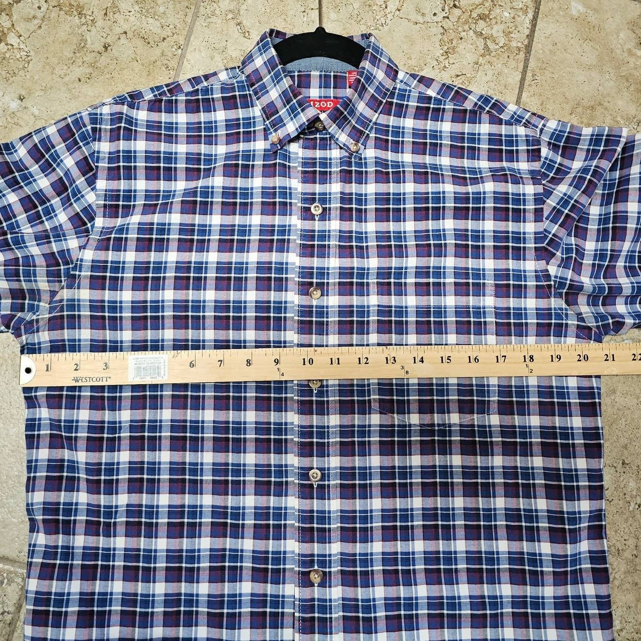 Izod Men's IZOD Heritage Tartan Blue/Red/White Shirt Size Small Size US S / EU 44-46 / 1 - 7 Thumbnail