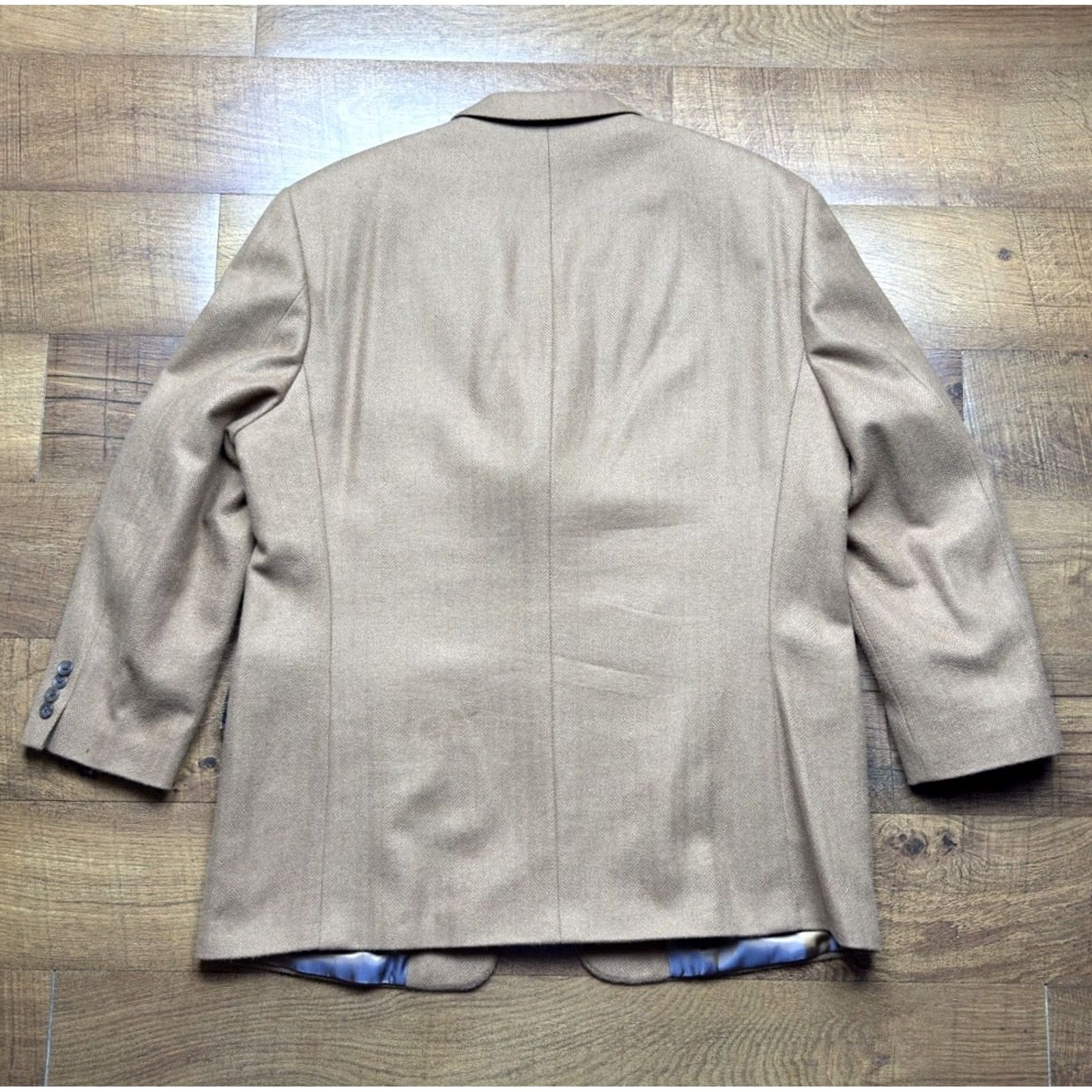 Camel Arnold Brant 100% Camel Hair Herringbone Blazer Mens Jacket - Size 46R Brown Size 46R - 3 Thumbnail