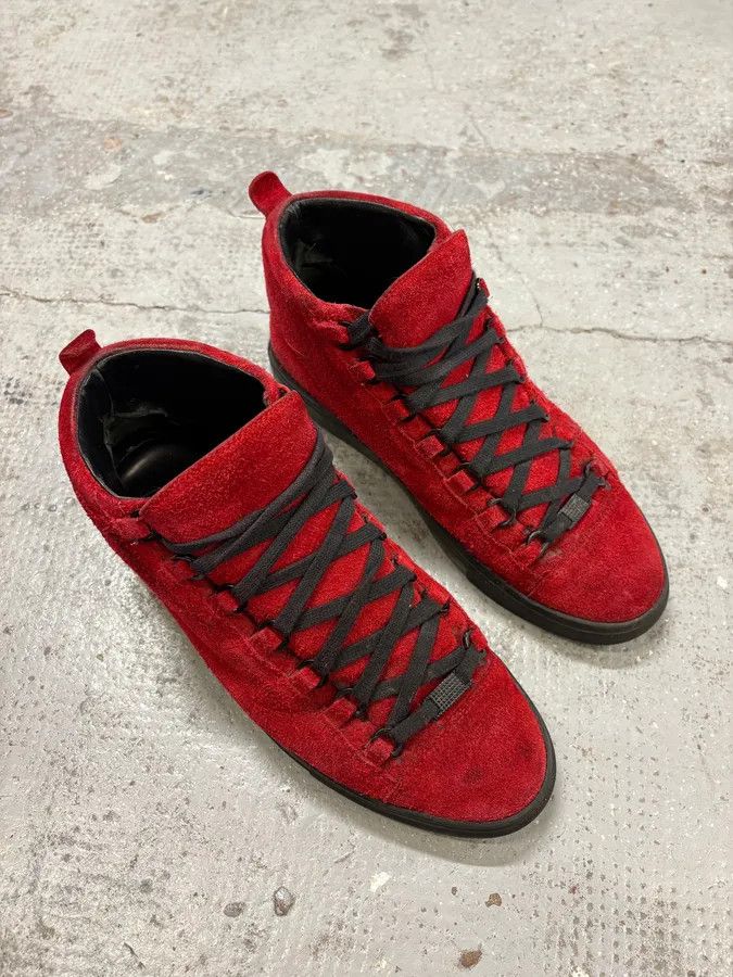 Balenciaga Balenciaga Arena Black & Red Suede Leather High Sneakers Size US 9.5 / EU 42-43 - 4 Thumbnail
