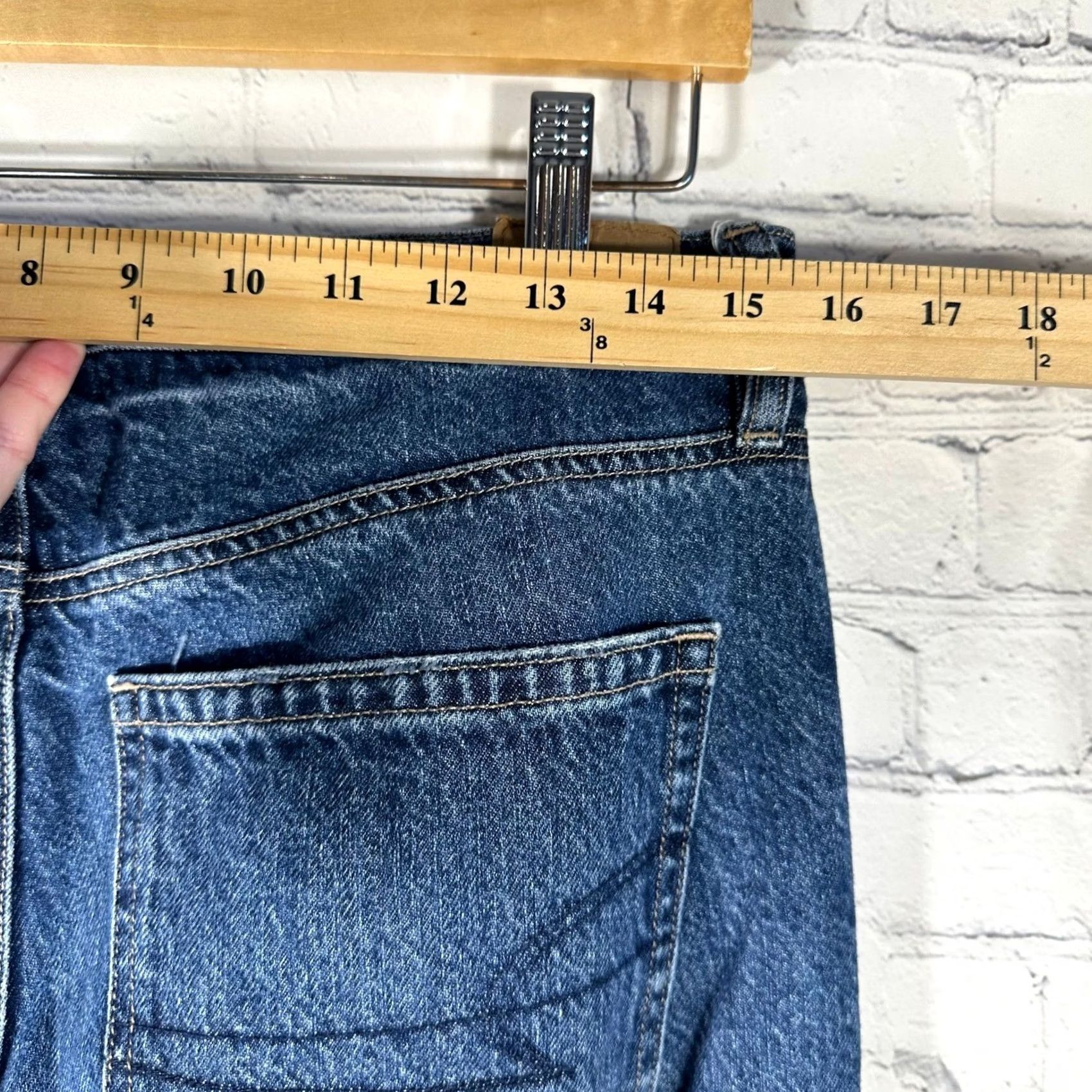 American Eagle Outfitters American Eagle Jeans Baggy Straight Leg 4 X Long Blue Medium Wash Womens 5-Pocket Denim Regular Stretch Comfort Embroidered Logo Vintage No Size 27" / US 4 / IT 40 - 5 Thumbnail