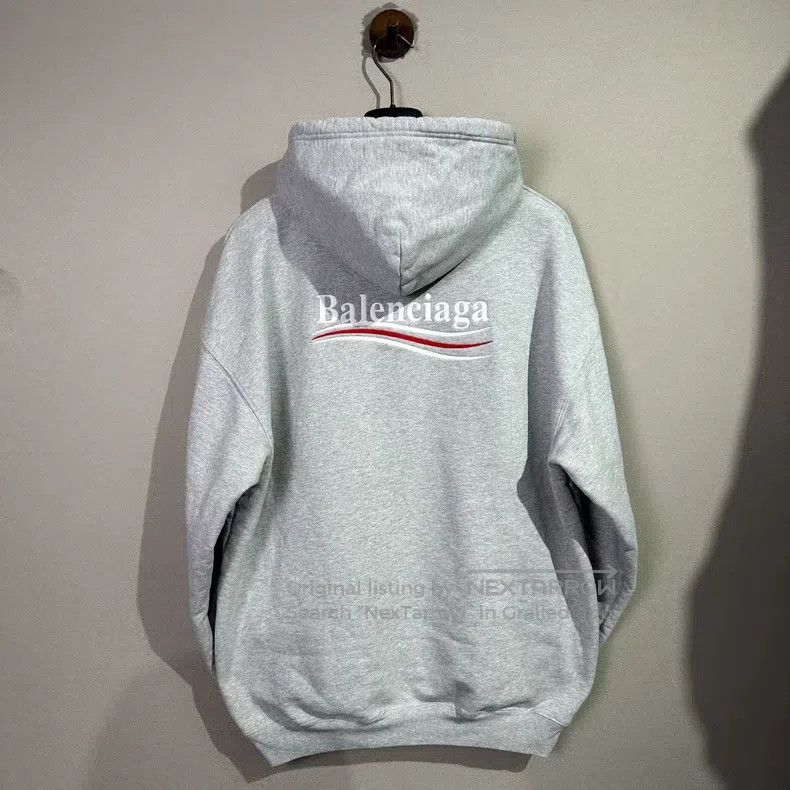 Balenciaga Balenciaga Gray Wave Embroidered Hooded Sweatshirt Size US S / EU 44-46 / 1 - 2 Thumbnail