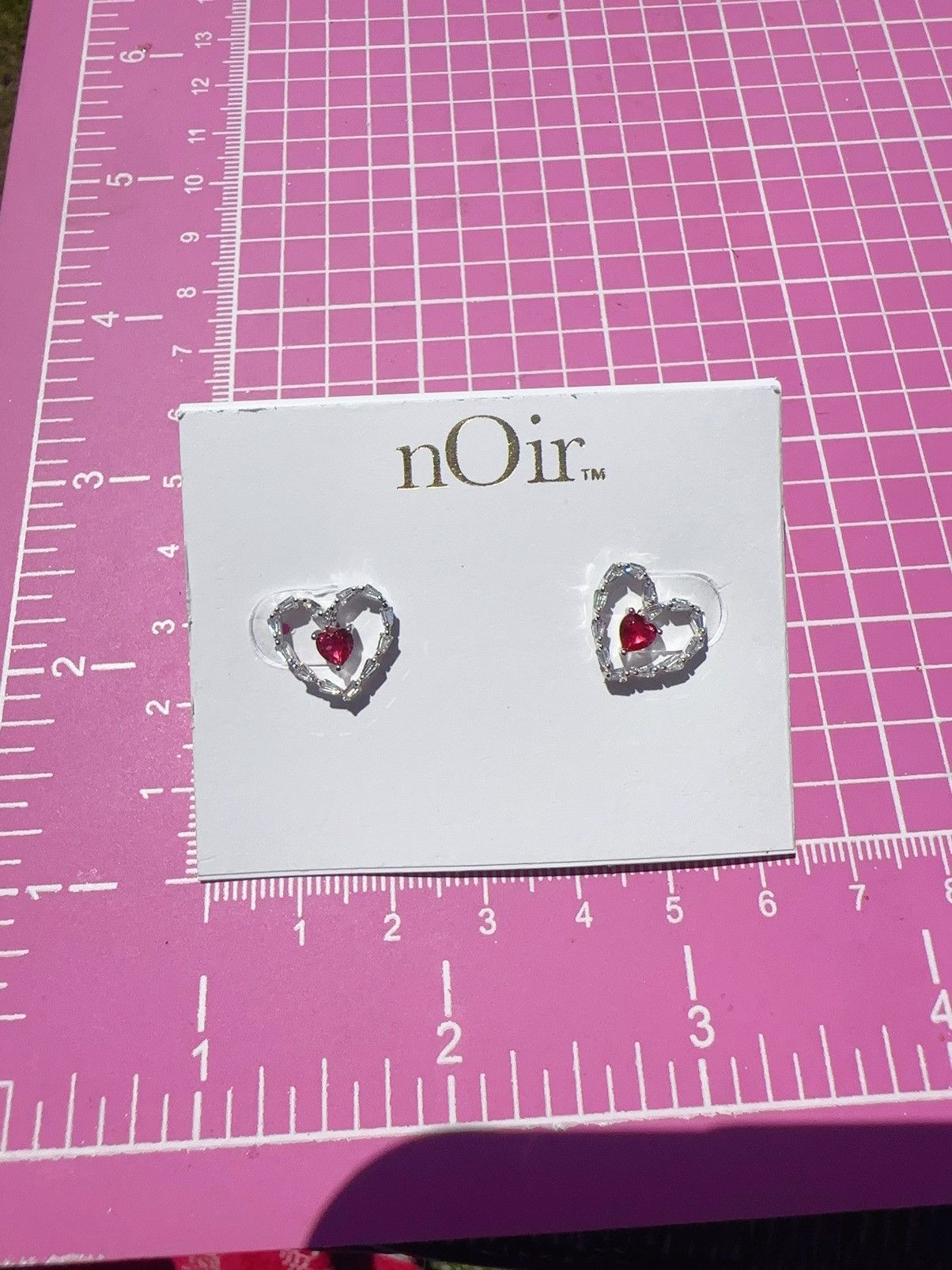Designer Noir silver tone crystal hearts mini studs red heart earrin Size ONE SIZE - 5 Thumbnail