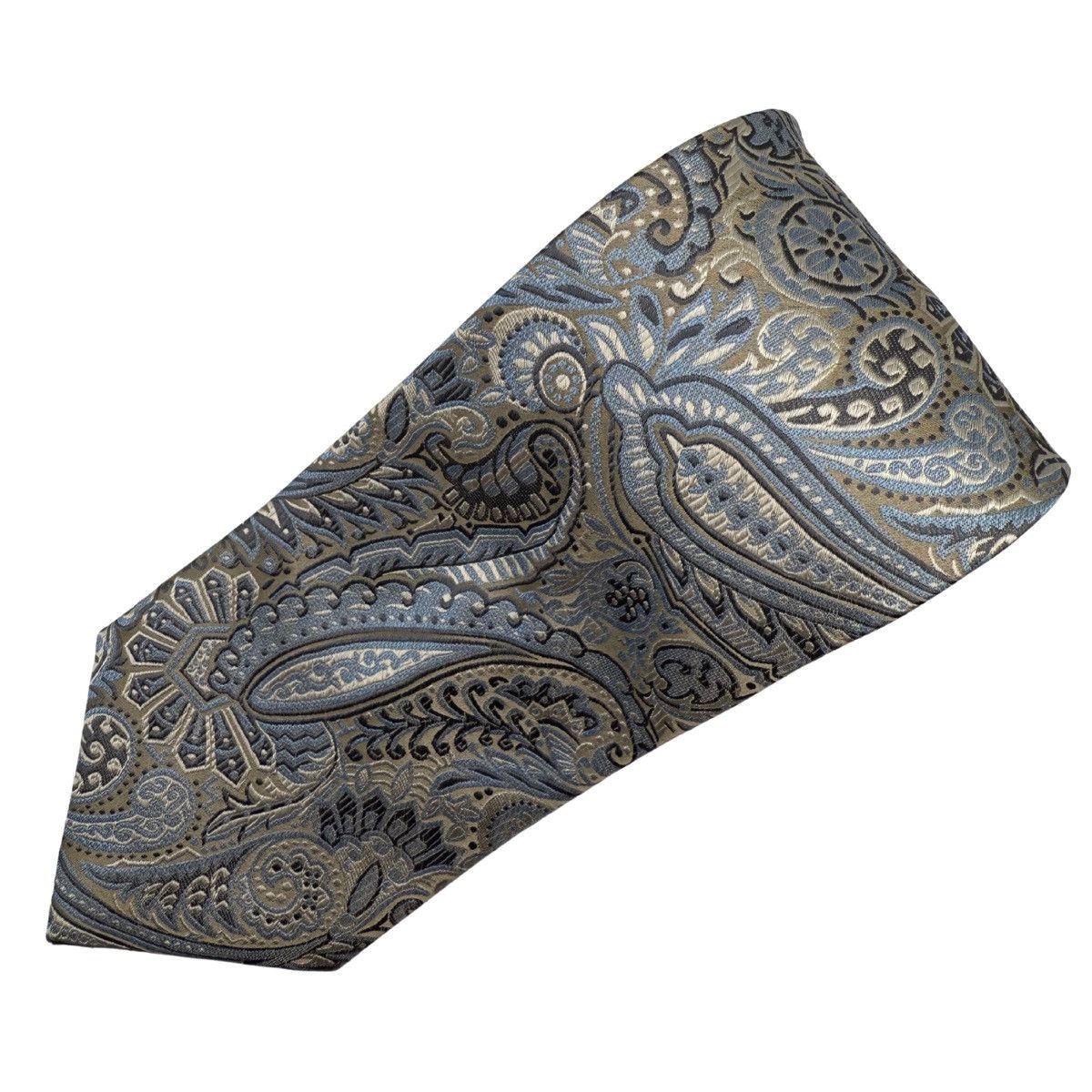 Other Beau Brummel Silk Tie, Blue & Taupe Paisley, Like New Size ONE SIZE - 2 Thumbnail