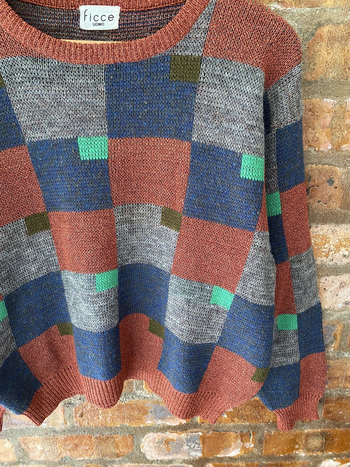 Yoshiyuki Konishi 1980s FICCE patchwork wool knit Size US M / EU 48-50 / 2 - 5 Thumbnail