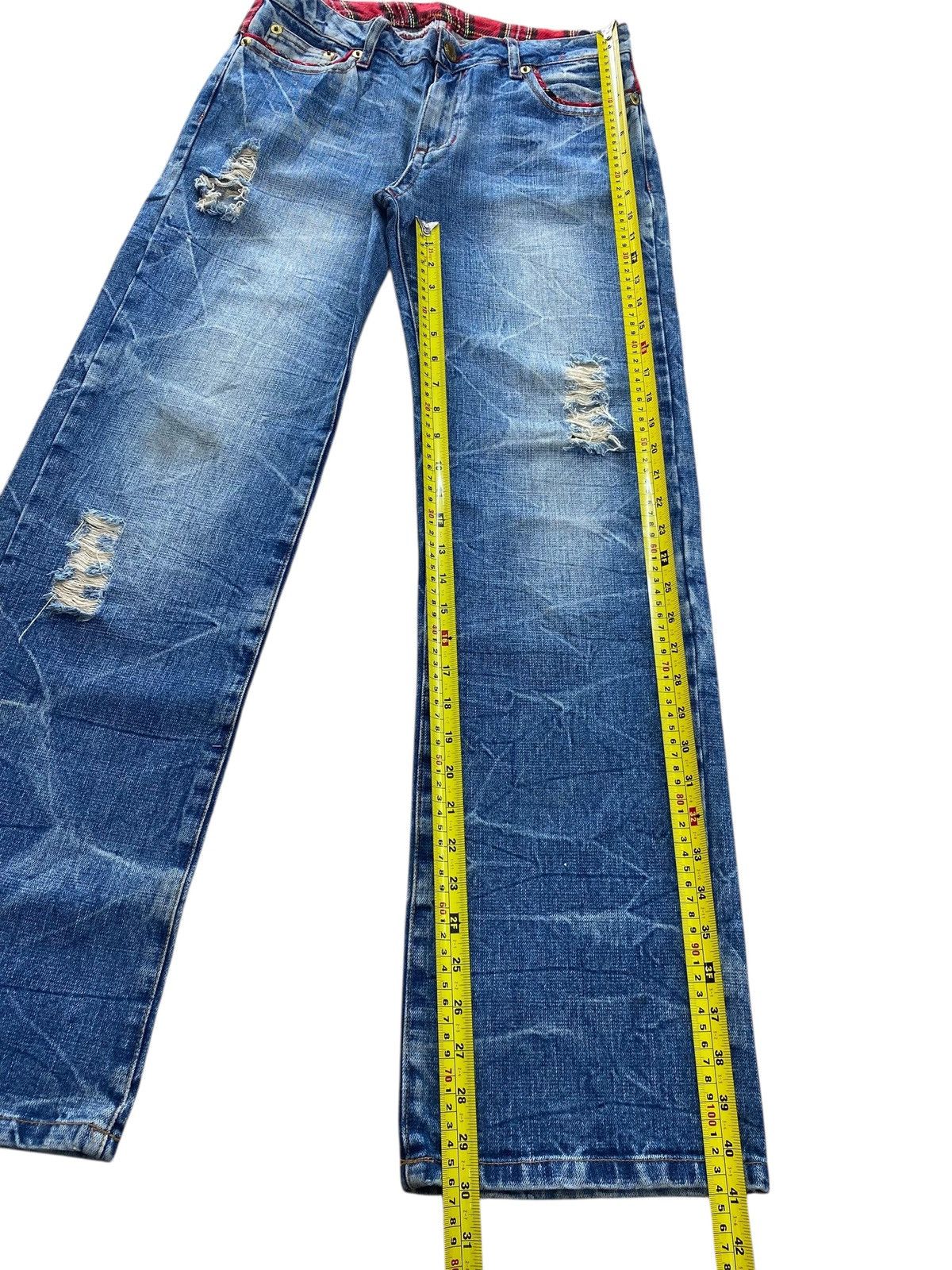 Japanese Brand Japanese Brand Faded Blue Wash Honey Comb Style Straight Leg Size US 30 / EU 46 - 8 Thumbnail