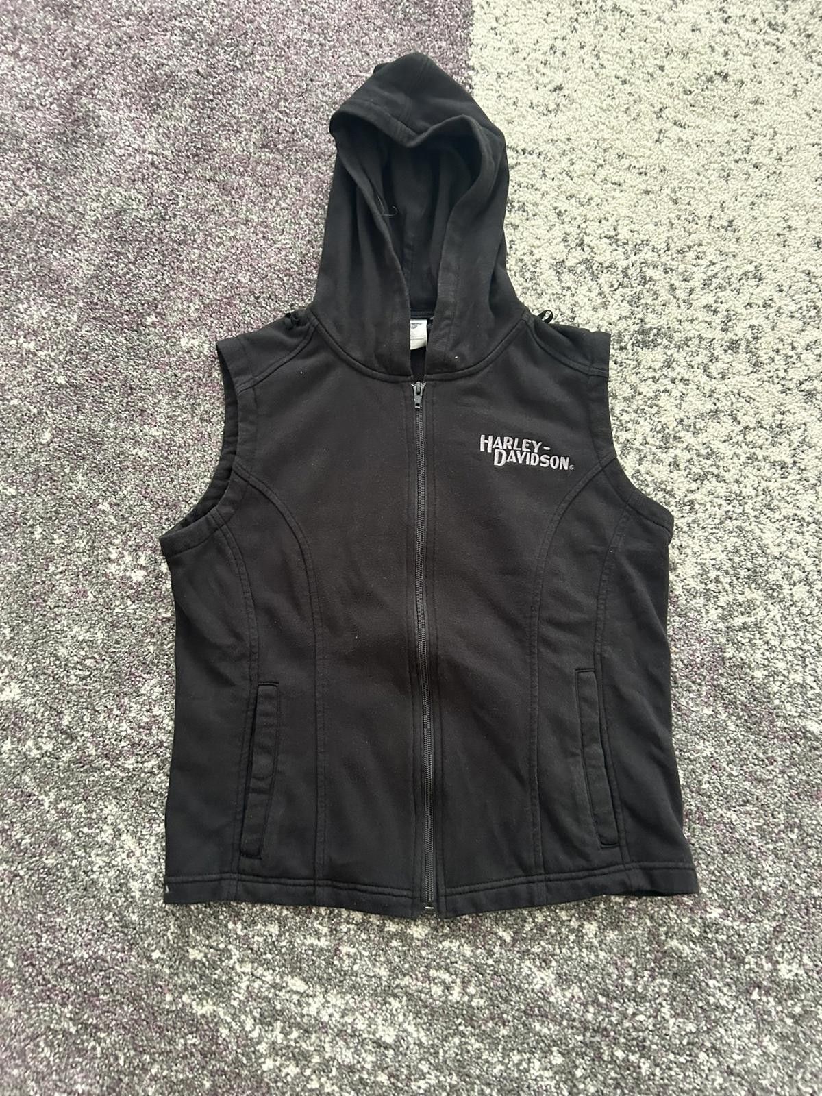 Harley Davidson Harley-Davidson Black Sleeveless Hooded Vest Size ONE SIZE - 1 Thumbnail