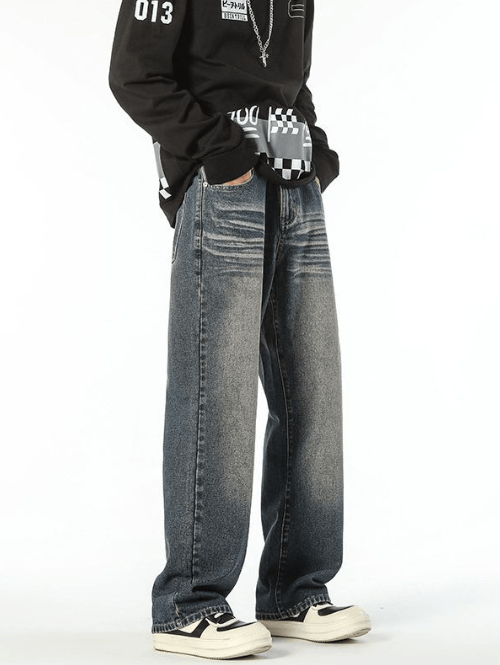 Japanese Brand × Jean Washed distressed whisker straight high street jeans Size US 34 / EU 50 - 3 Thumbnail