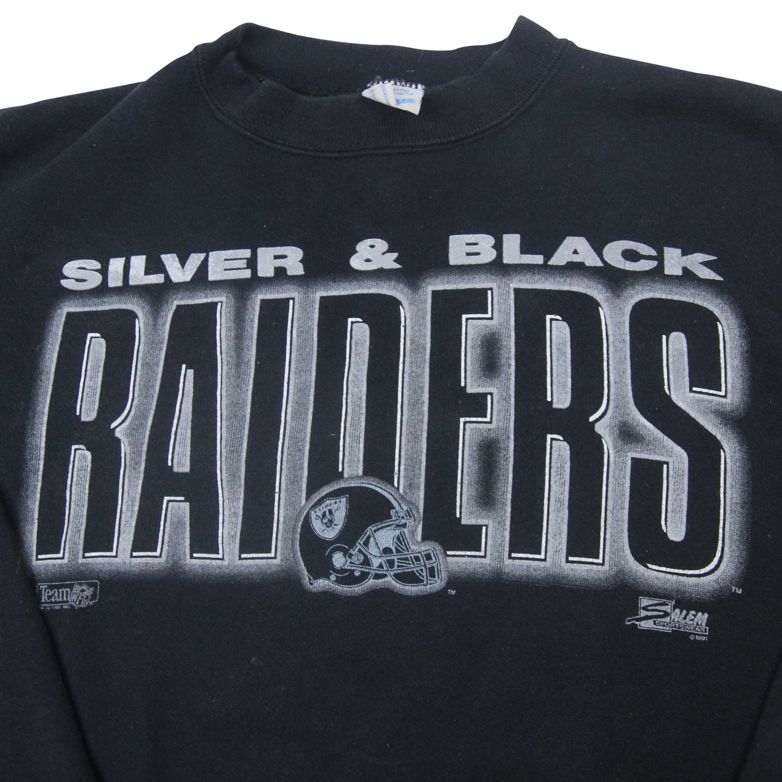 NFL × Salem Sportswear × Vintage Vintage Salem Sportswear NFL Raiders Spellout Sweatshirt Size US L / EU 52-54 / 3 - 4 Thumbnail