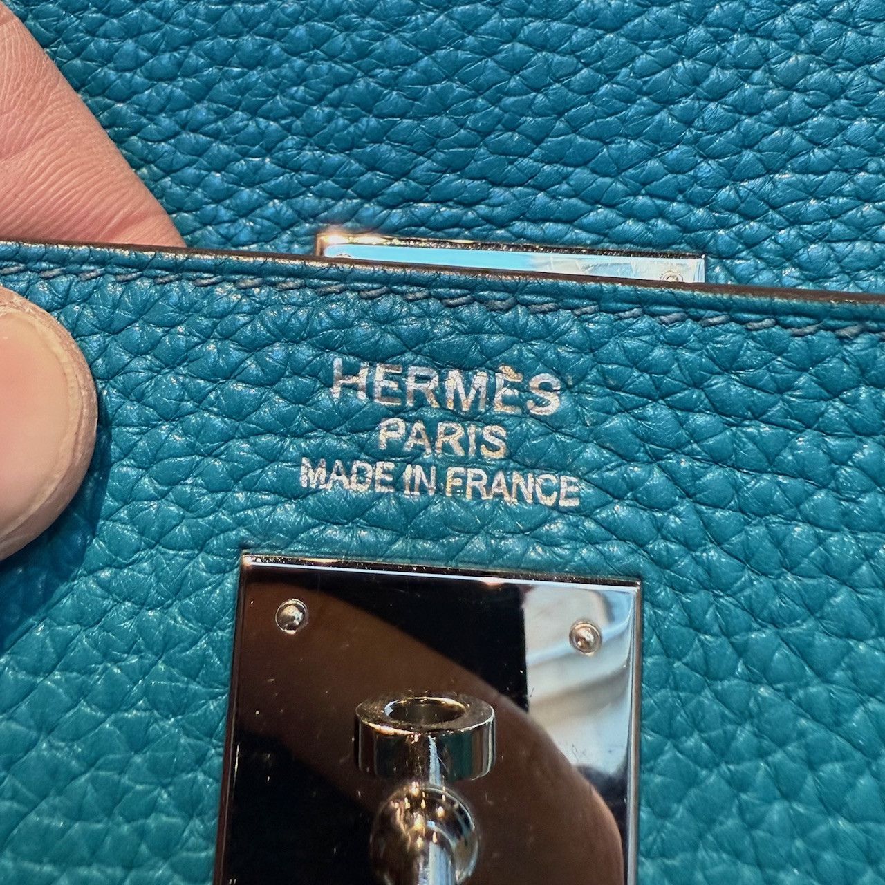 Hermes Hermès 2013 Bleu Izmir Clemence Leather Kelly 35 Bag Size ONE SIZE - 12 Thumbnail