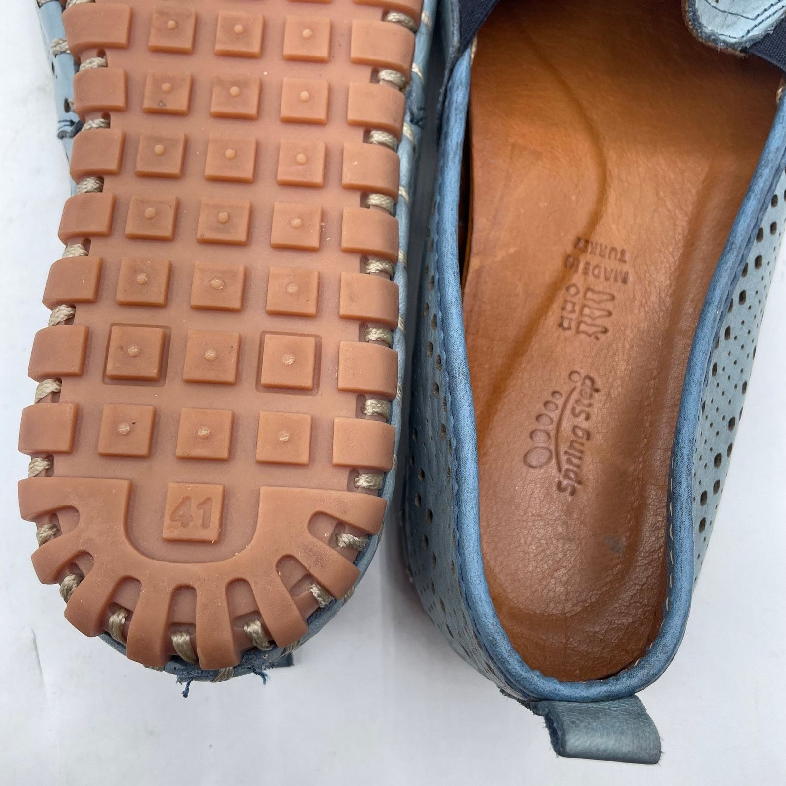 Other Spring Step Fia Perforated Leather Blue Loafers Womens 41 Size US 9.5 / IT 39.5 - 7 Thumbnail