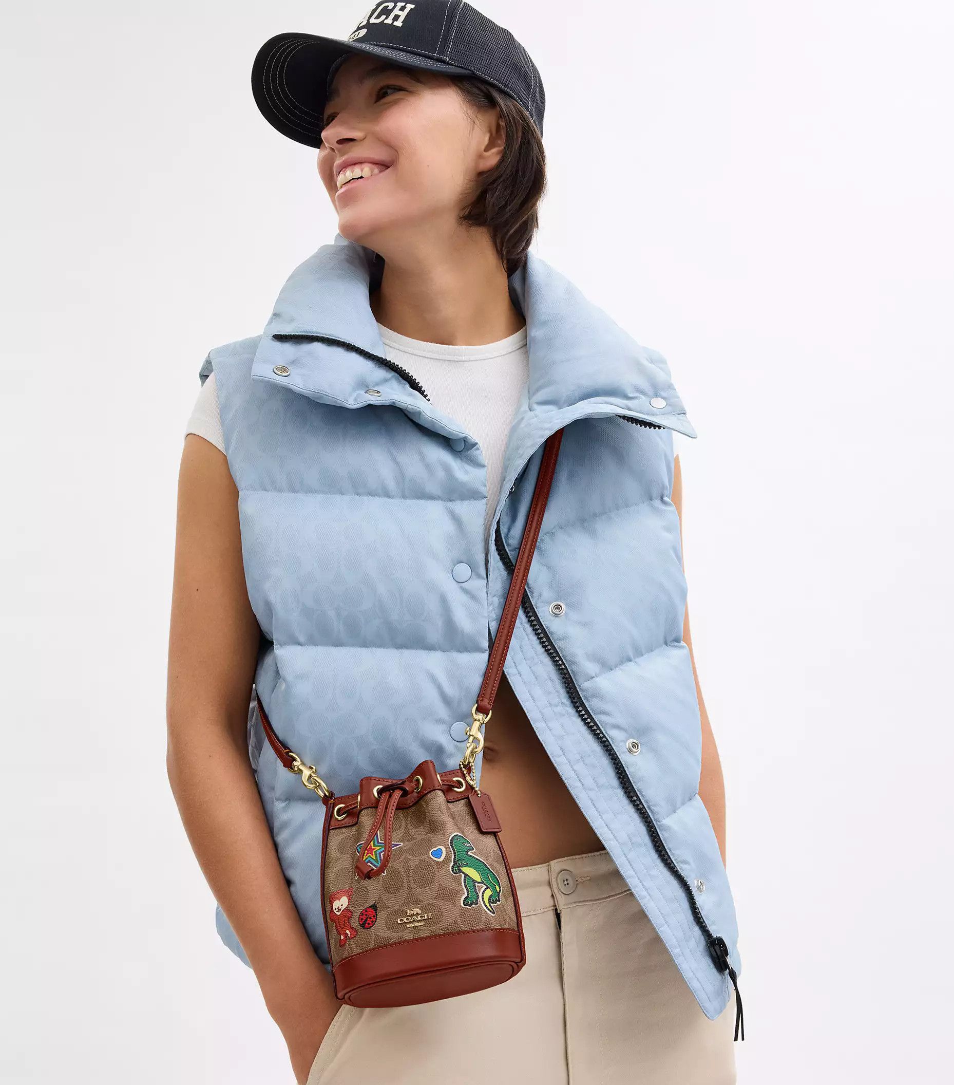 Coach Mini Bucket Bag In Signature Canvas With Sticker Print Size ONE SIZE - 3 Thumbnail