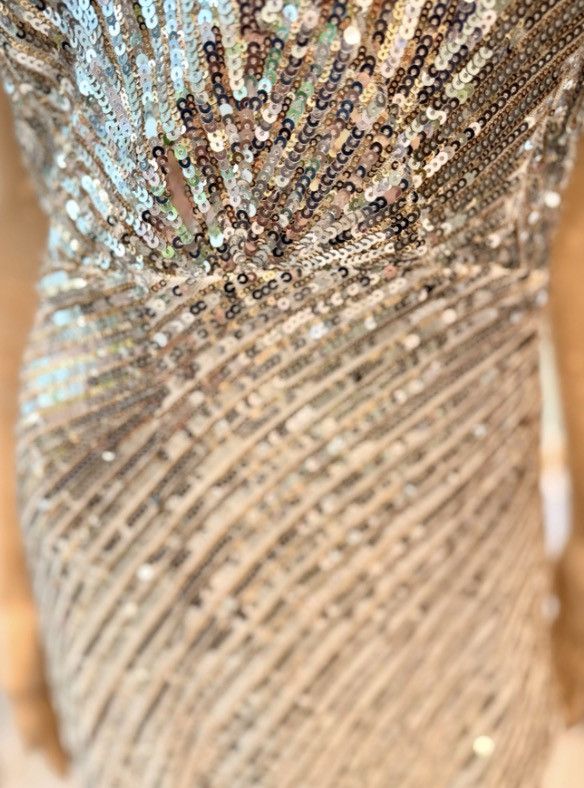 Other NovaLuxe Champagne Gold Sequin Gown High Slit Open Back 2XL Size XXL / US 16-18 / IT 52-54 - 5 Thumbnail