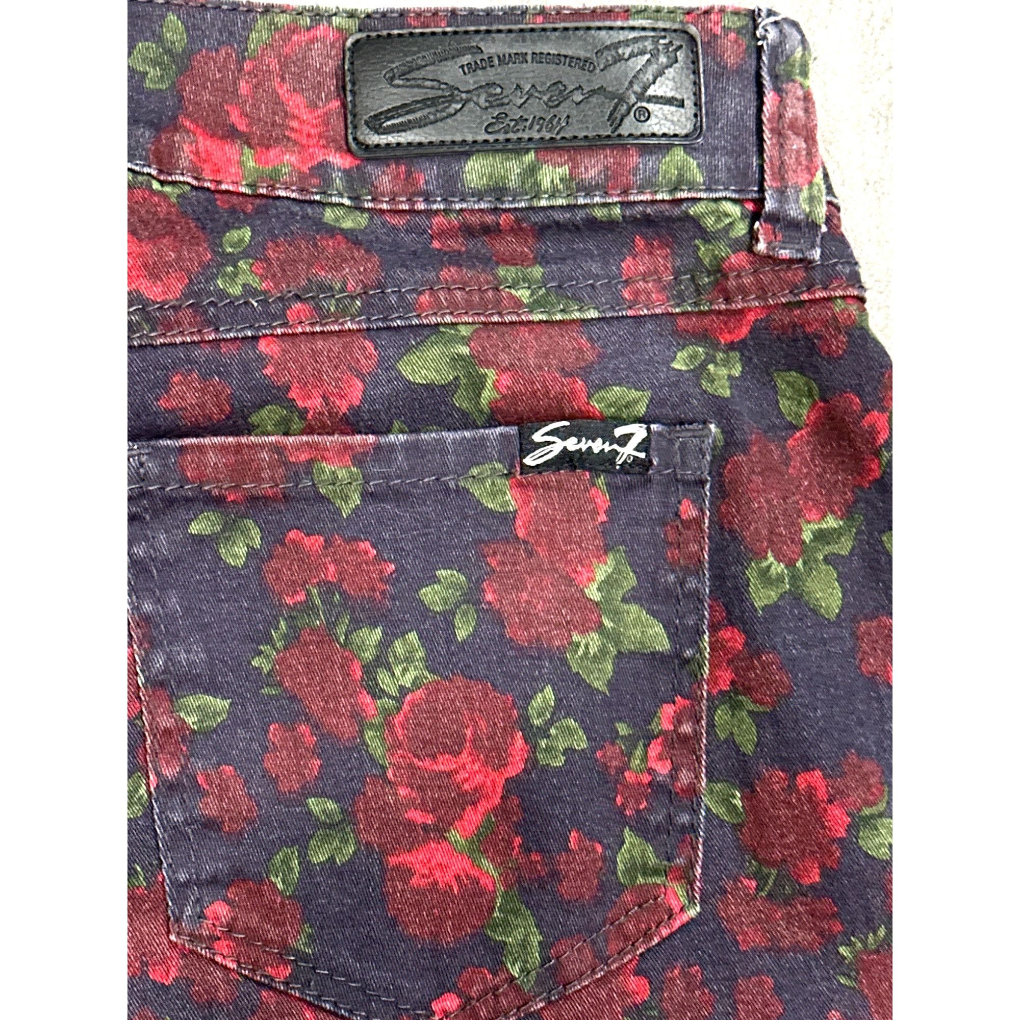 Seven 7 Seven7 Skinny Stretch Bold Floral Print Mid High Rise Jean Y Size 30" / US 8 / IT 44 - 4 Thumbnail
