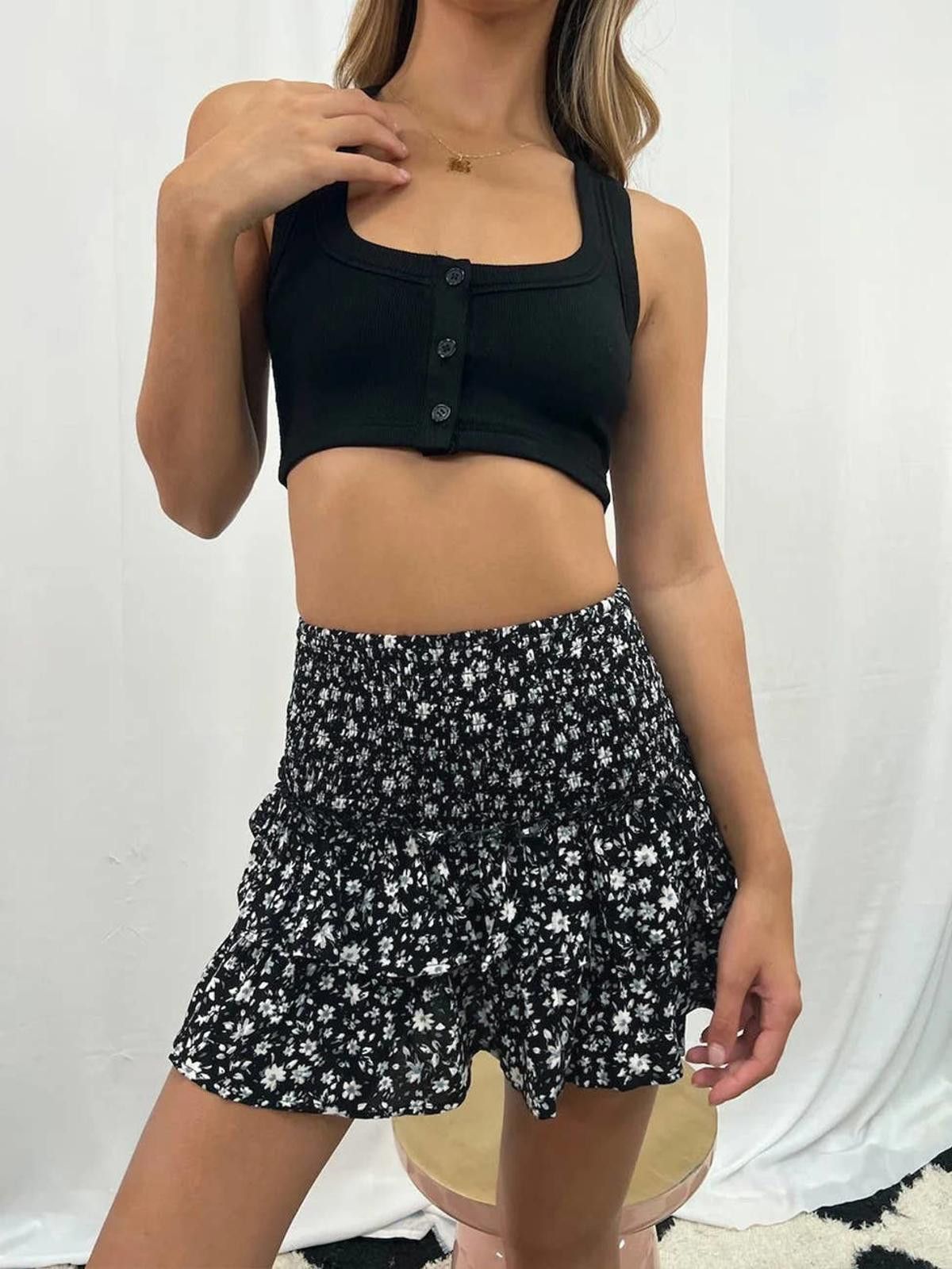 Other Stylish Floral Bohemian Ruffle Skirt Skort Size 28" / US 6 / IT 42 - 4 Thumbnail
