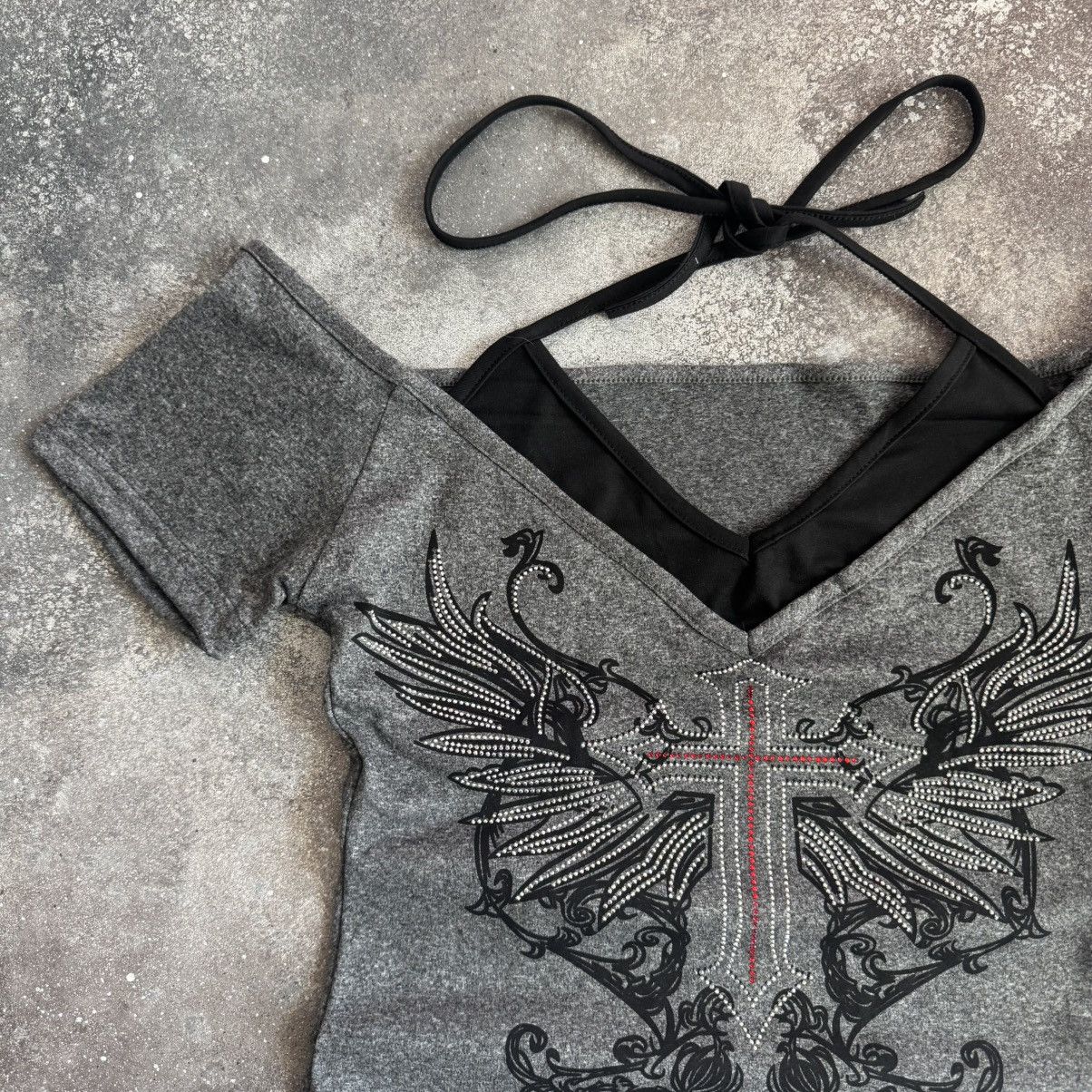 If Six Was Nine Affliction Style Cross Logo Gothic Y2K T-Shirt Size M / US 6-8 / IT 42-44 - 3 Thumbnail