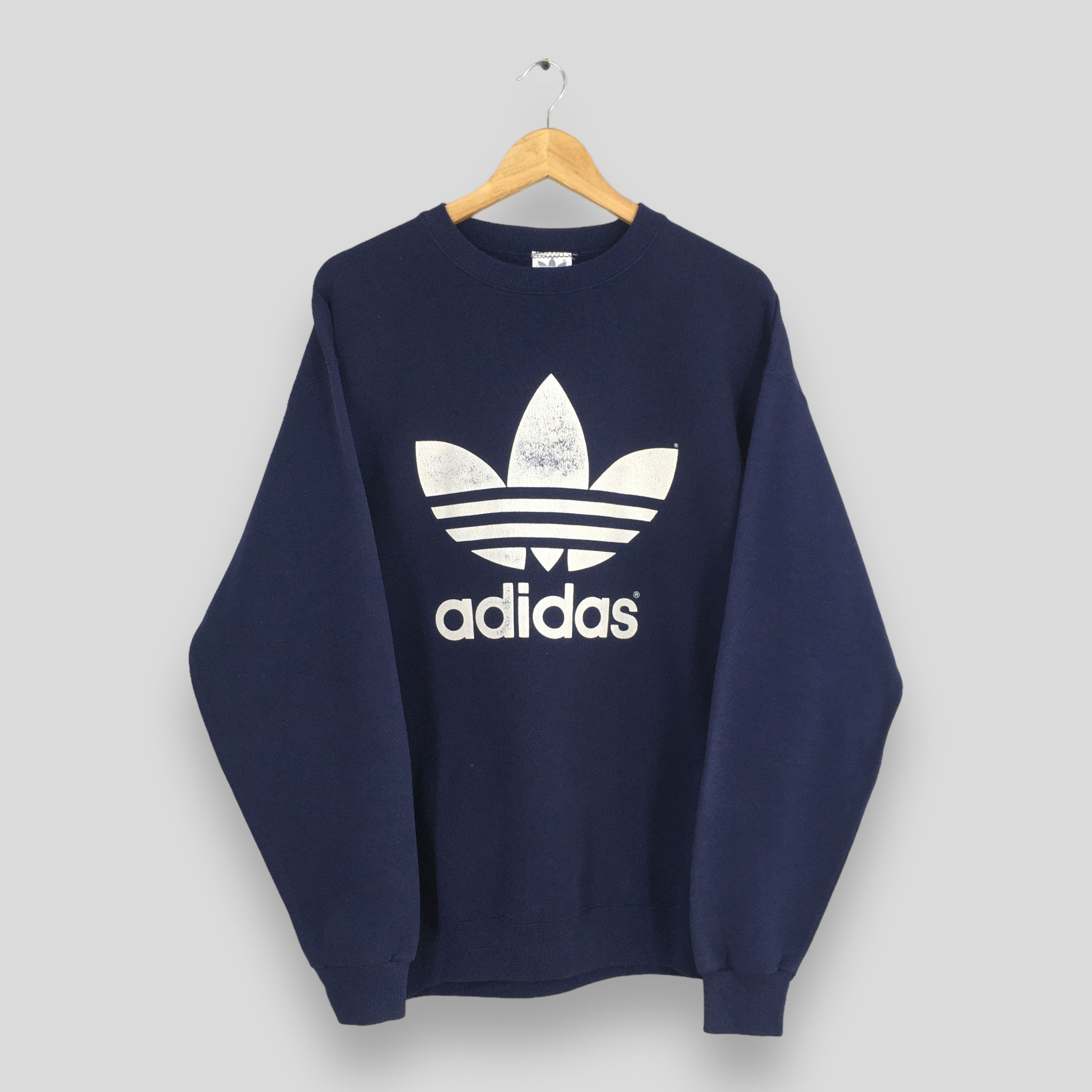 Adidas Vintage 90s Adidas Trefoil Big Logo Sweatshirt Large Size US L / EU 52-54 / 3 - 1 Thumbnail