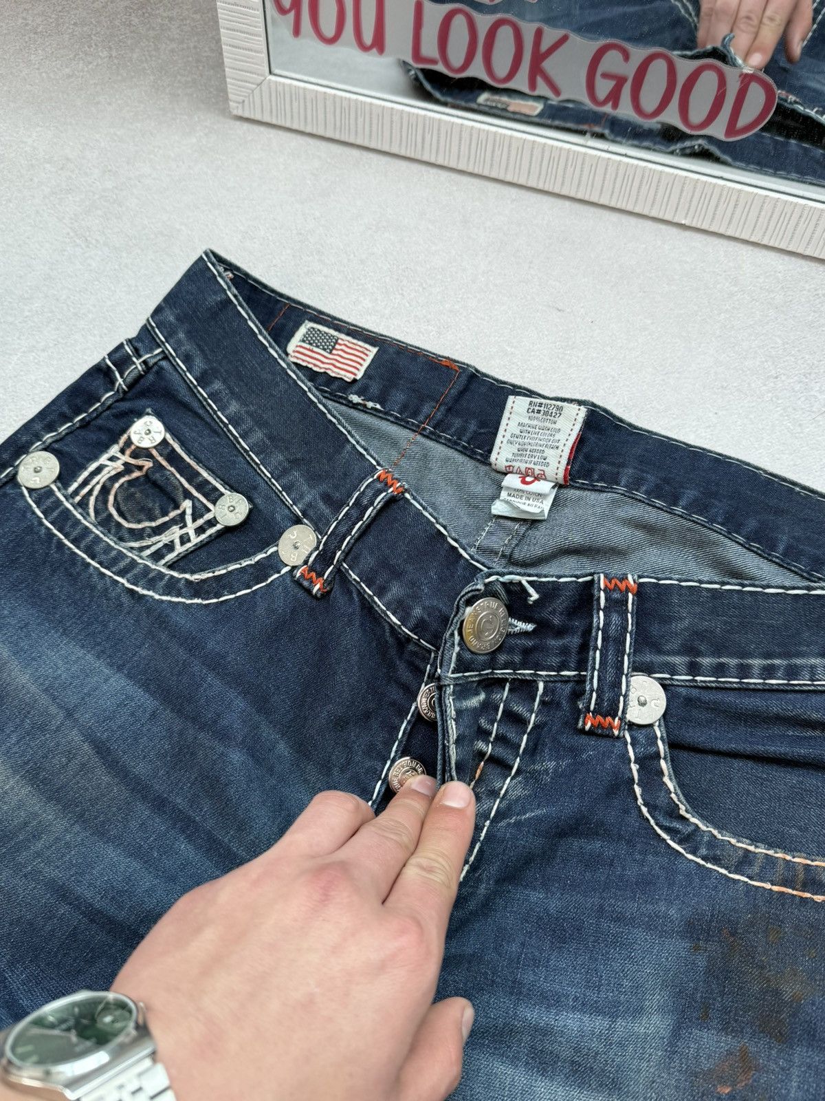 True Religion True Religion Men’s Distressed Slim Jeans Dark Wash Ripped Size US 33 - 9 Thumbnail