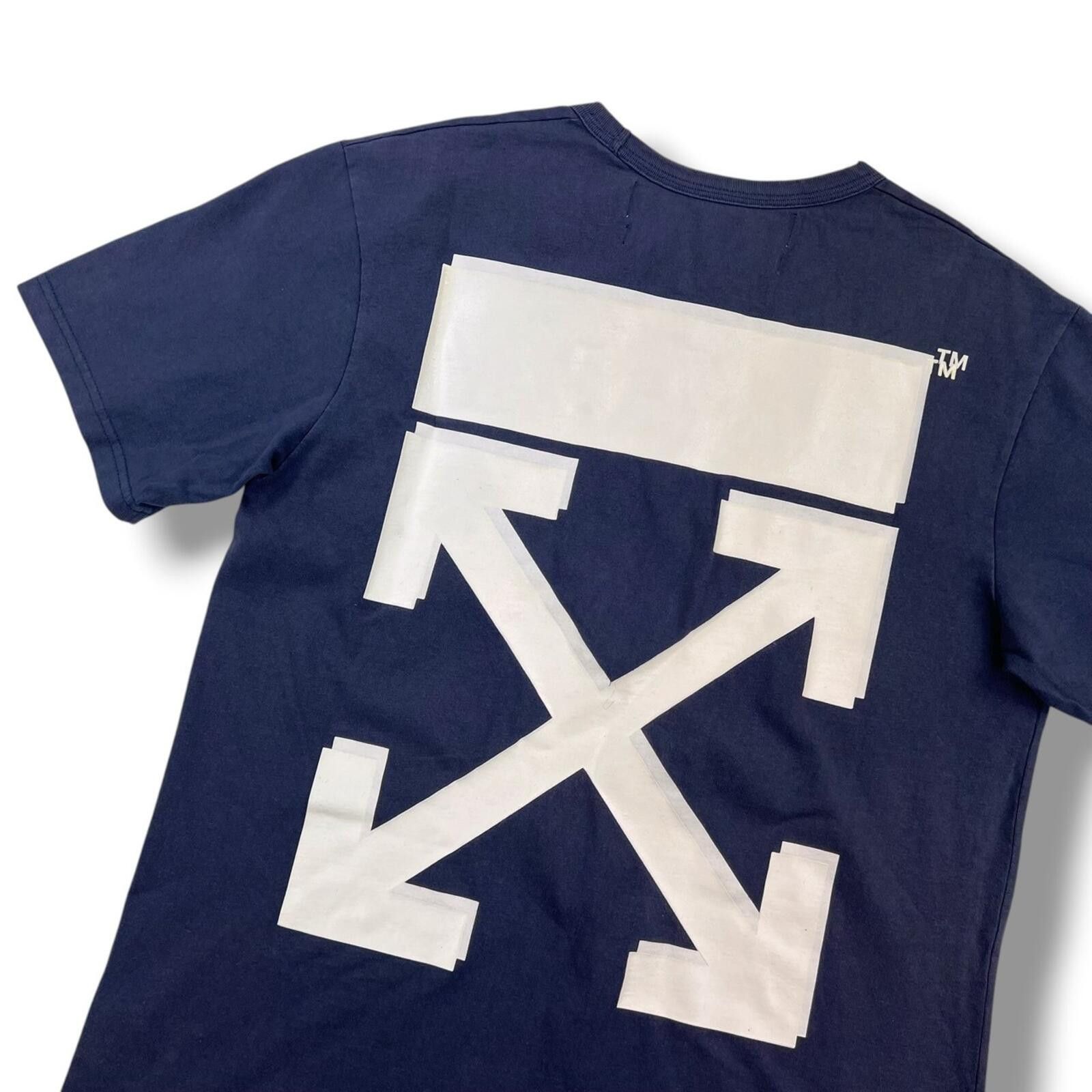 Off-White Off-White x Champion Distressed Navy T Shirt Size US S / EU 44-46 / 1 - 1 Thumbnail