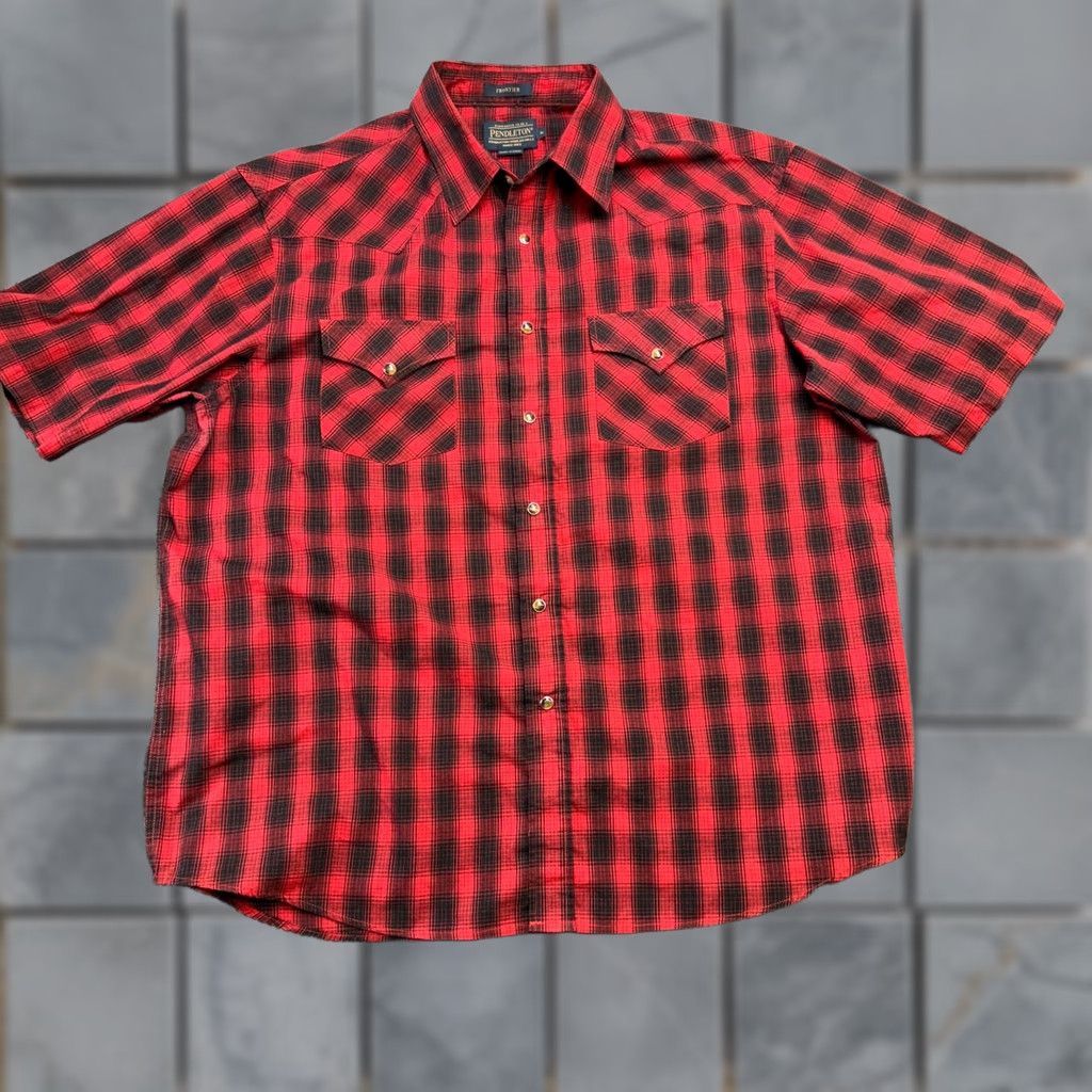 Pendleton Pendleton Shirt Mens XL Red Black Buffalo Plaid Frontier Pearl Snap Western Size US XL / EU 56 / 4 - 1 Thumbnail