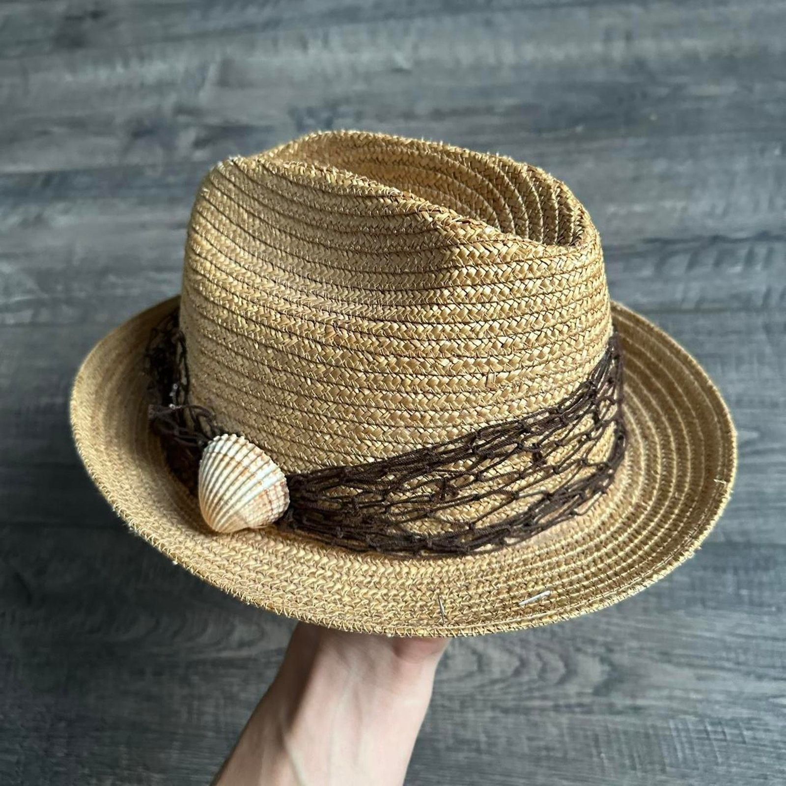 Vintage Vintage 60s Straw Shell Tourist Sun Beach Hat Cap Fedora Size ONE SIZE - 2 Thumbnail