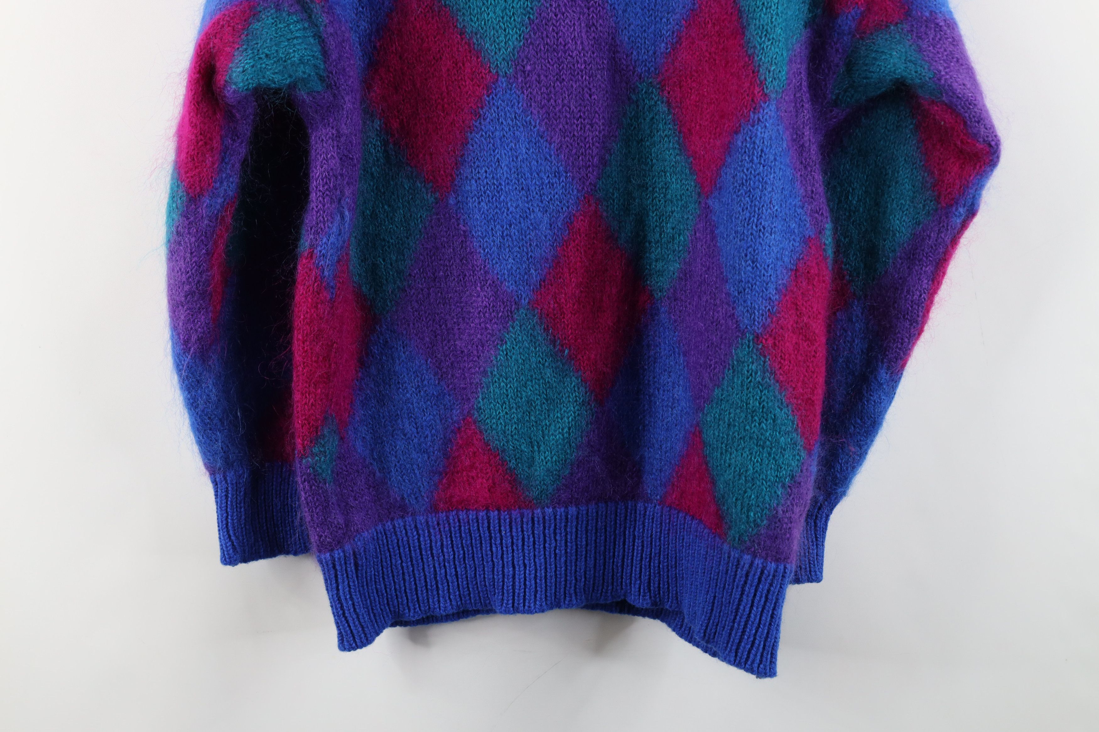 Vintage Vintage 90s Streetwear Mohair Wool Argyle Cardigan Sweater Size M / US 6-8 / IT 42-44 - 10 Thumbnail