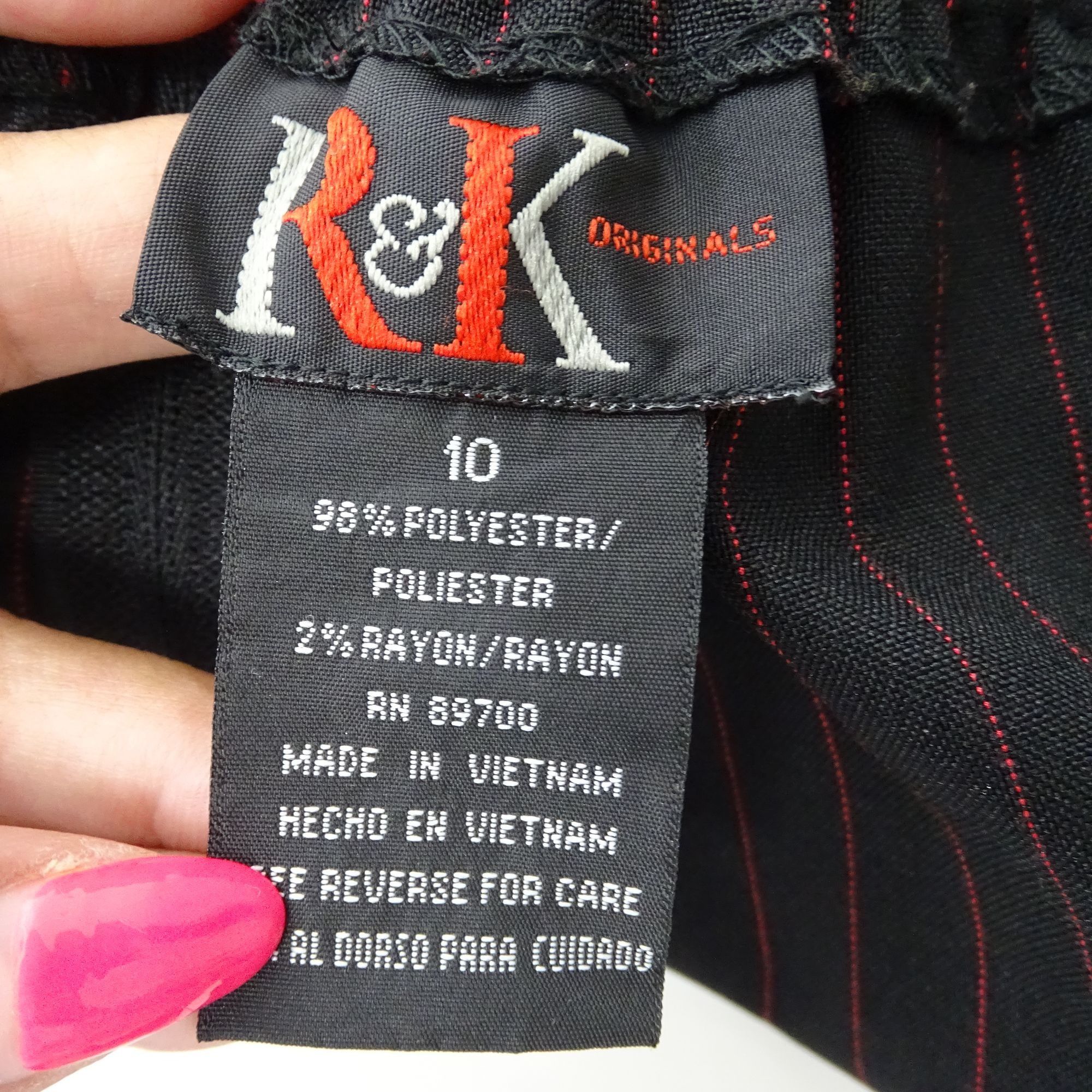 Other Vtg 2 pc R&K Originals Red Black Pinstripe Pants Suit Outfit Size 32" / US 10 / IT 46 - 8 Thumbnail