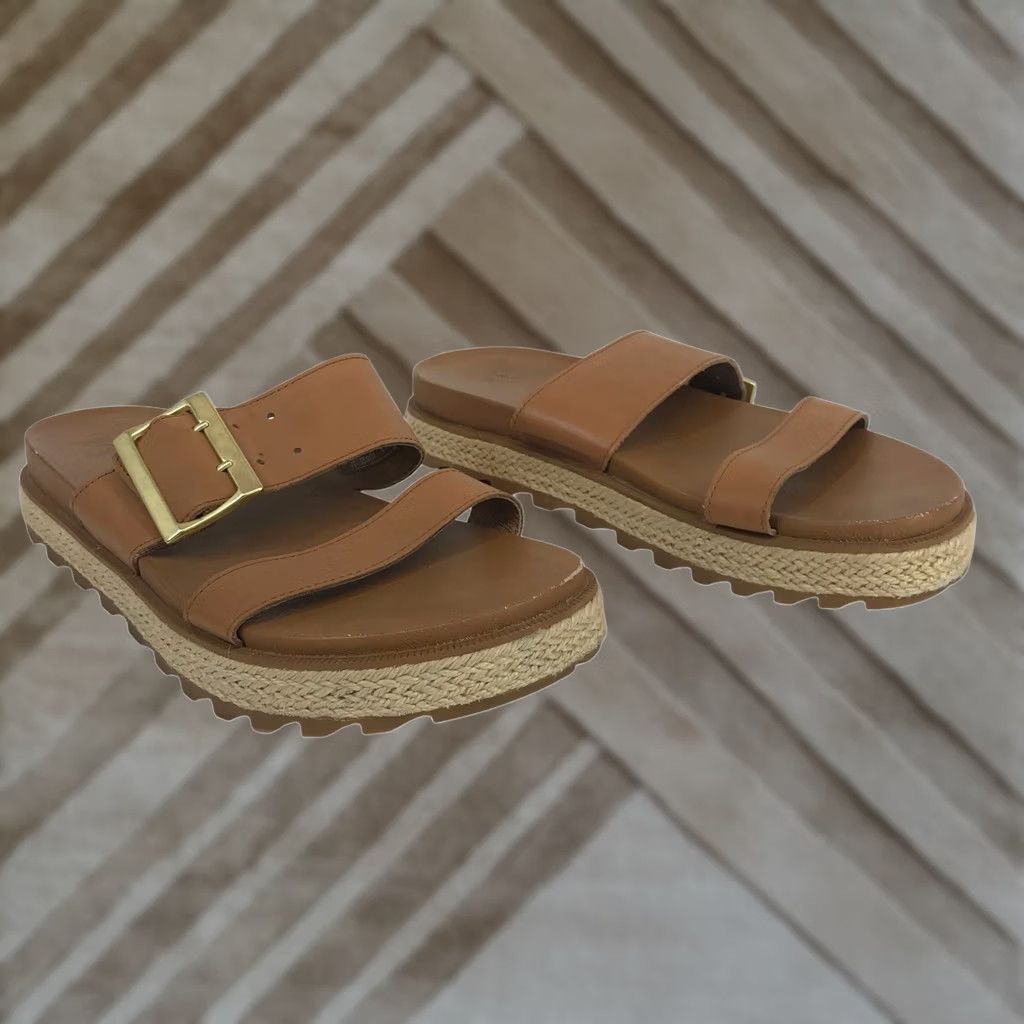 SOREL Sorel Women Sandal Ella II Big Buckle Tan Leather Platform Slide 9.5 Size US 10 / IT 40 - 1 Thumbnail