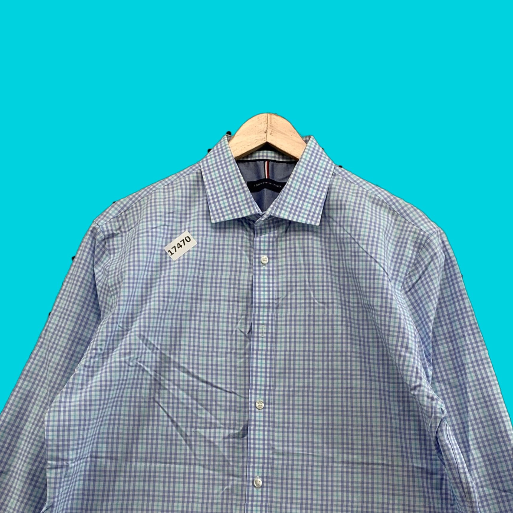Tommy Hilfiger Tommy Hilfiger Button Shirt Long Sleeve Mens Size 16.5 34/35 White Purple Check Size US XL / EU 56 / 4 - 1 Thumbnail