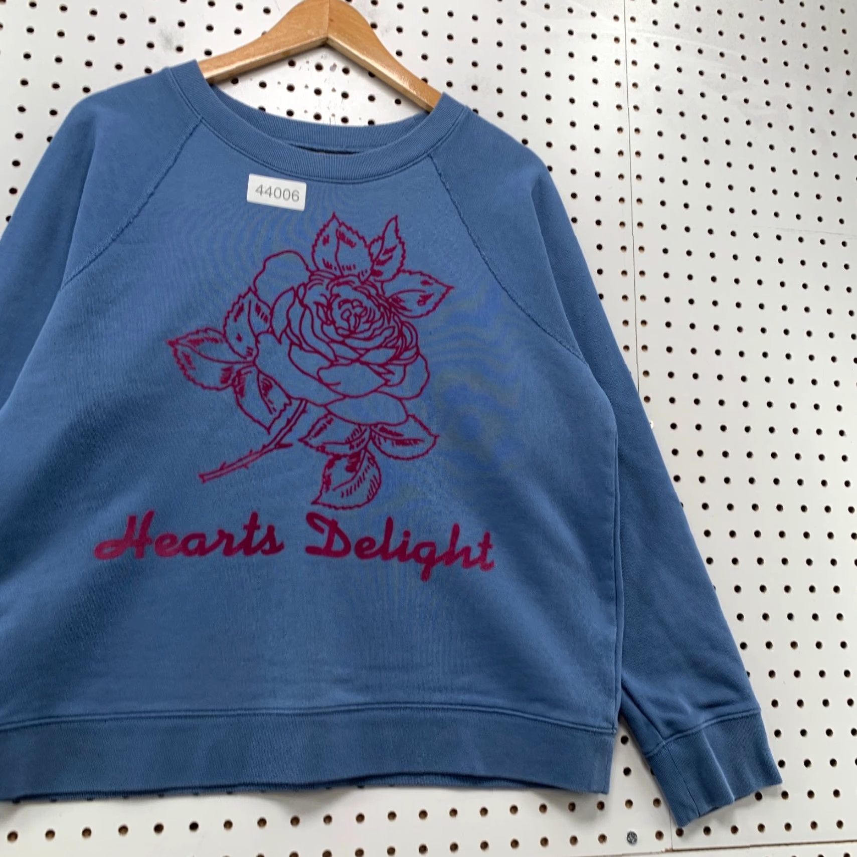 J.Crew J.CREW Hearts Delight Rose Crewneck Sweatshirt Blue Women Large Pullover Size L / US 10 / IT 46 - 3 Thumbnail