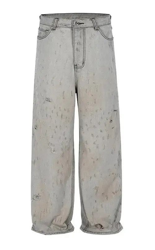 Jean Y2K Unisex Wide Leg Distressed Back Ripped Jeans Size US 30 / EU 46 - 3 Thumbnail
