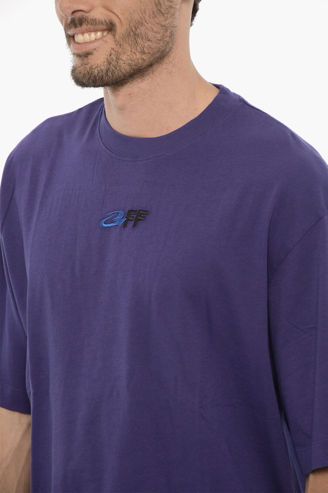 Off-White og1mm0824 Cotton Crewneck T-Shirt in Purple Size US XS / EU 42 / 0 - 3 Thumbnail