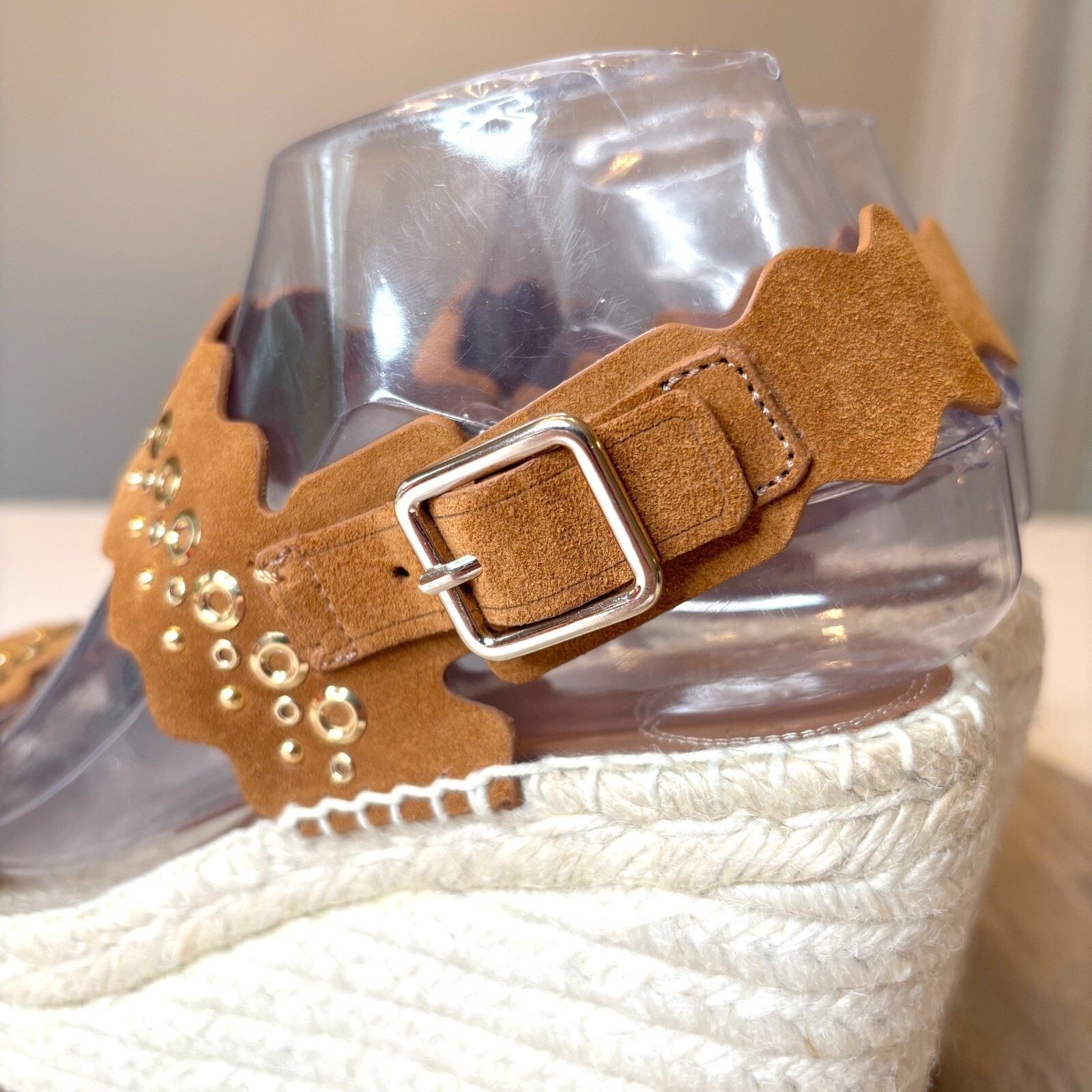 Chloe Chloe Lauren Wedge Espadrille Tan Suede Sandals EU 38 US 8 Size US 8 / IT 38 - 7 Thumbnail