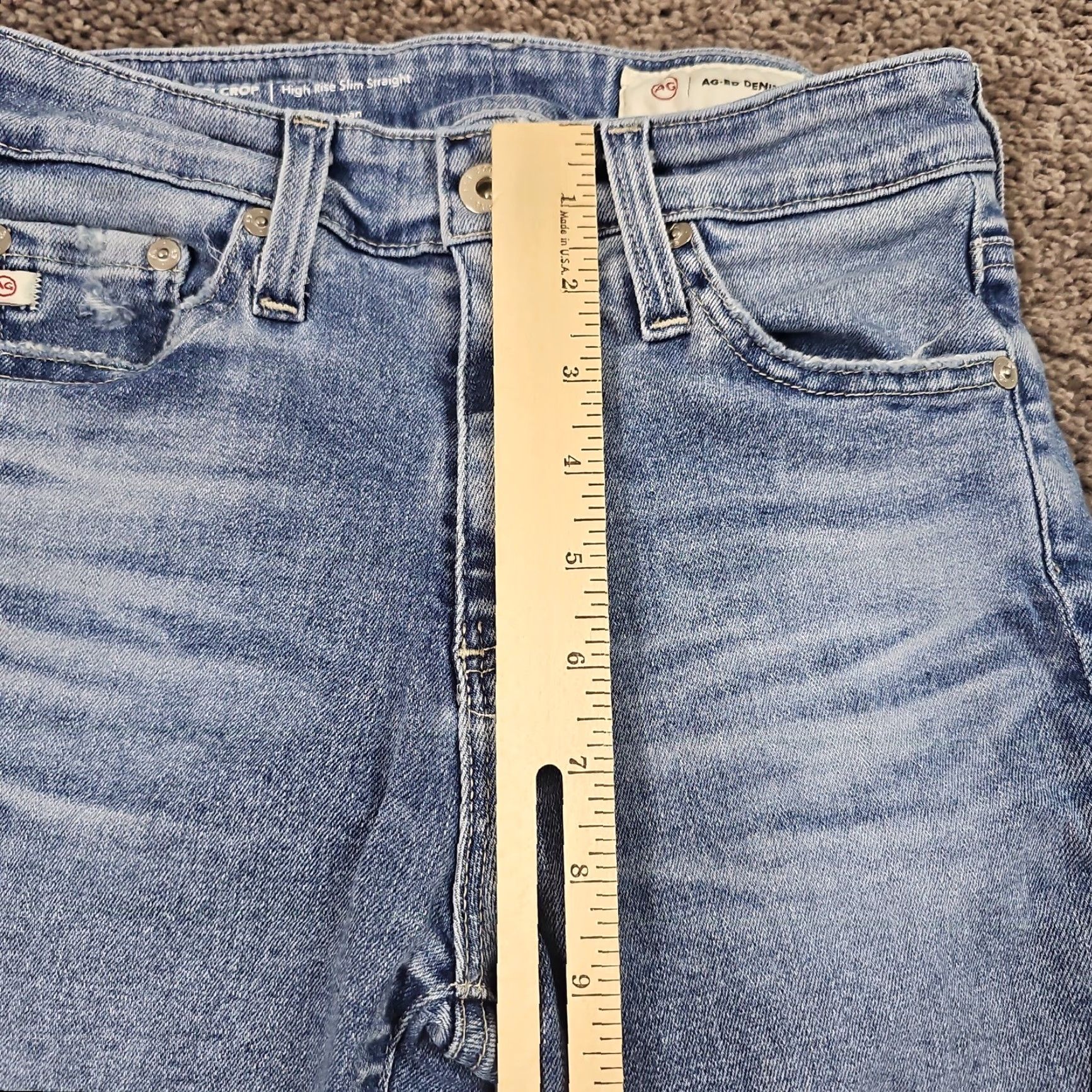 Vintage AG Adriano Goldschmied Jeans Womens 23 Crop High Straight Light Mari 23x26 Blue Cotton Spandex Denim Mexico Jeans " Size 40" / US 18 - 4 Thumbnail