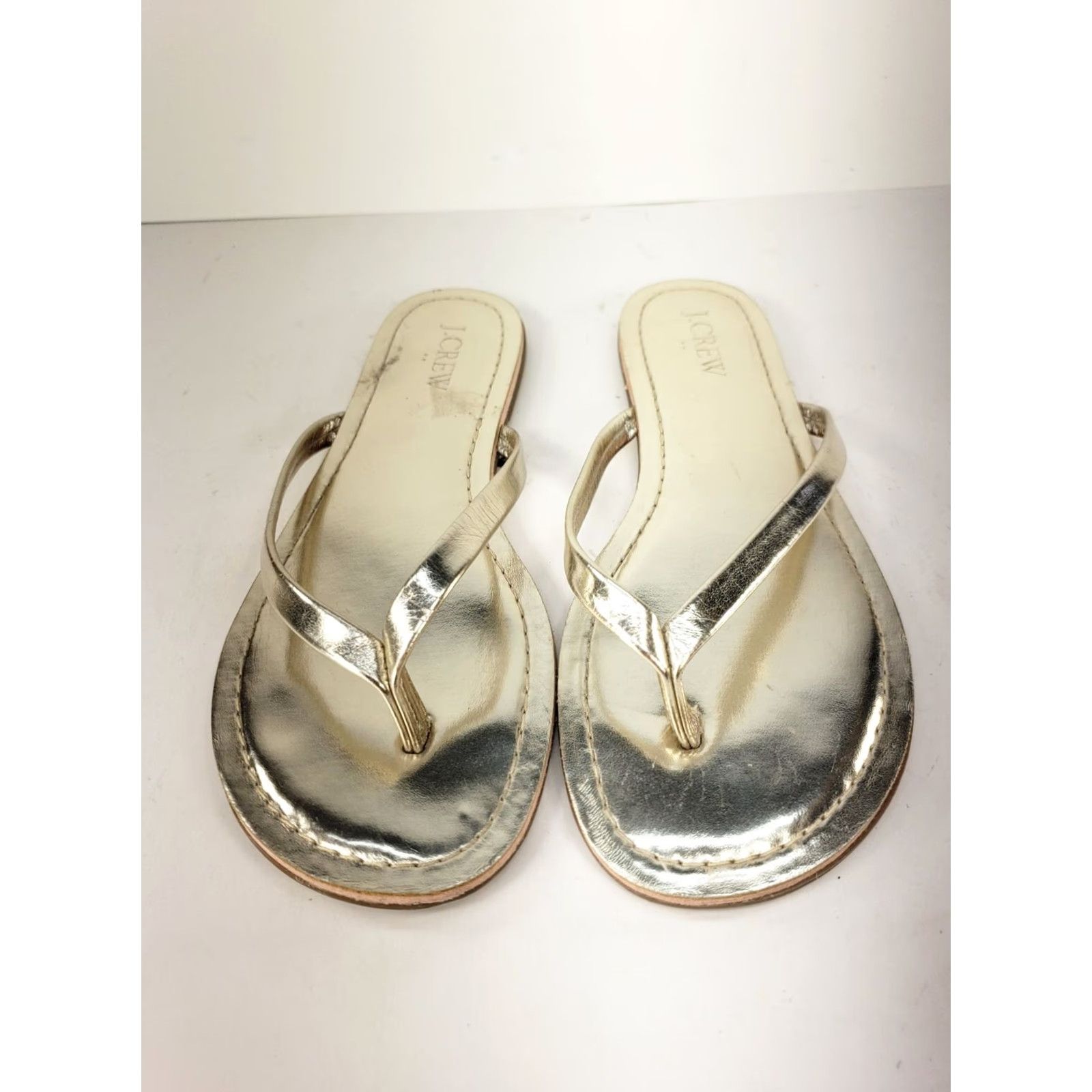 J.Crew J.CREW Sorrento Thong Sandal Flip Flop Casual Leather Gold Womens 6B Medium? Size US 6 / IT 36 - 3 Thumbnail