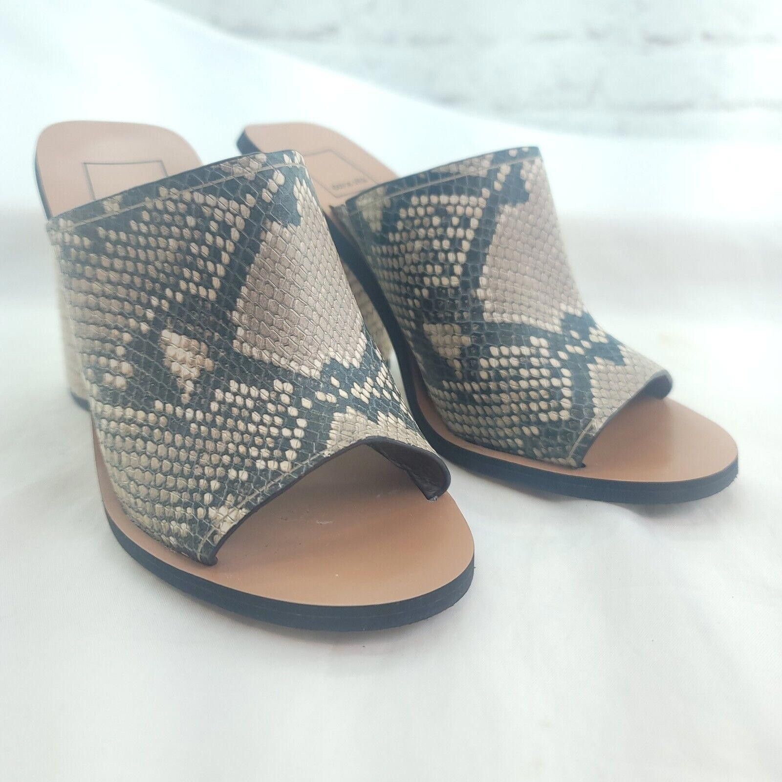 Designer Dolce Vita Reptile Print Size 7.5 Peeptoe Heeled Mules Size US 7.5 / IT 37.5 - 1 Thumbnail